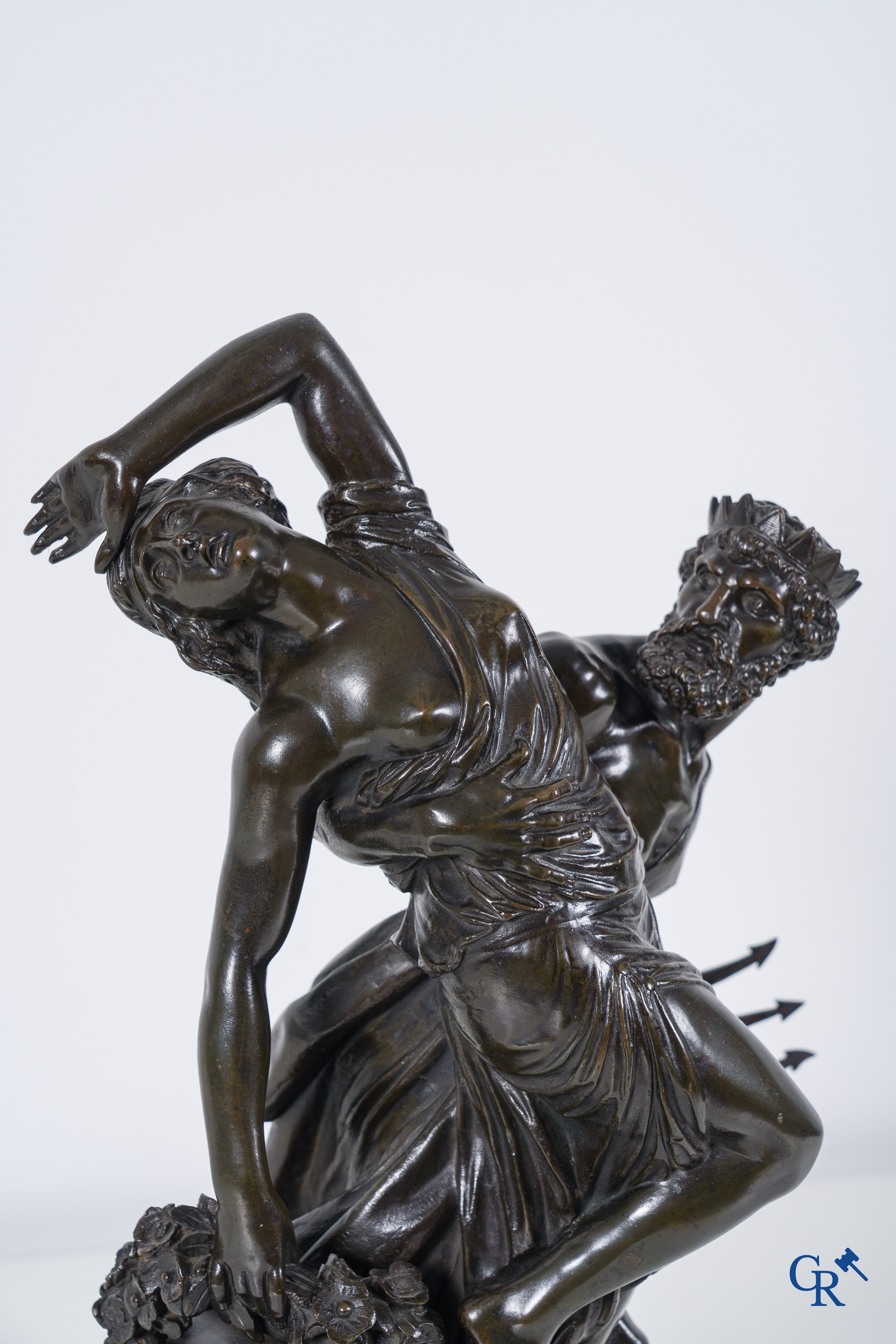 Simon Louis Boizot (1743-1809) The abduction of Proserpine by Pluto, Bronze statue on a marble pedestal. 19th century.