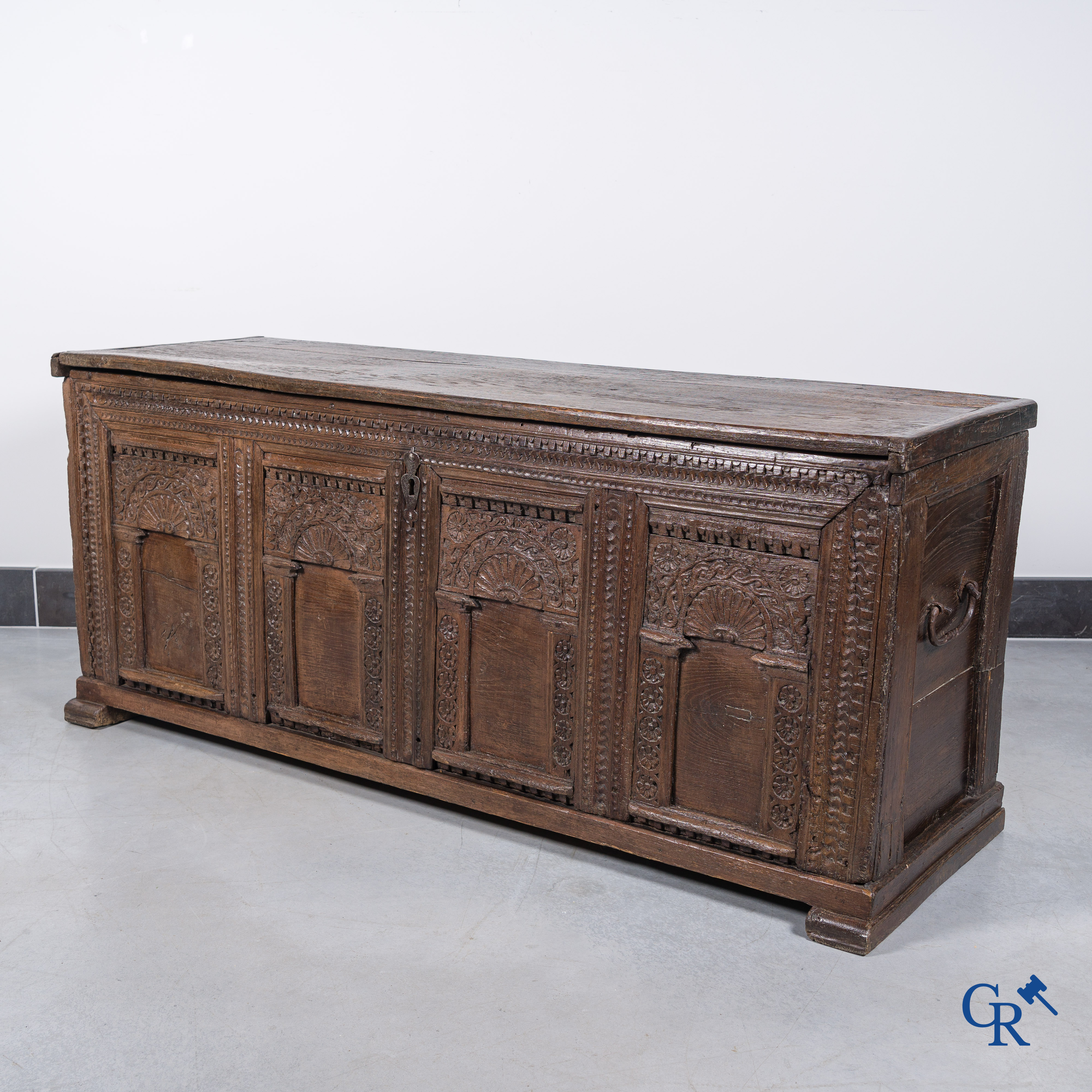 Antique wooden trunk, 18th century.