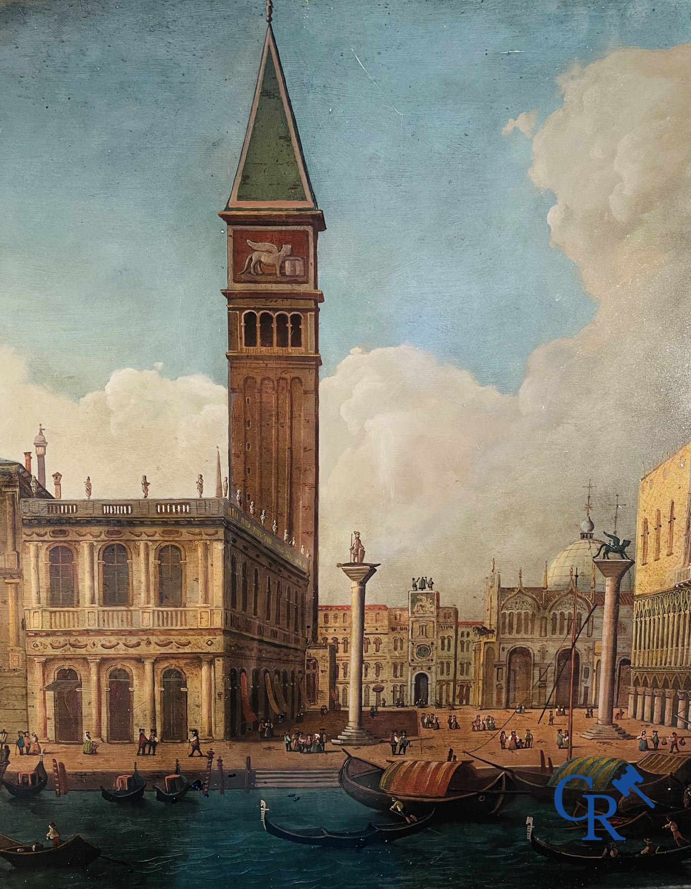 Peinture: Carlo Canella (Vérone 1800 - Milan 1879) Vue de la place Saint-Marc à Venise. 