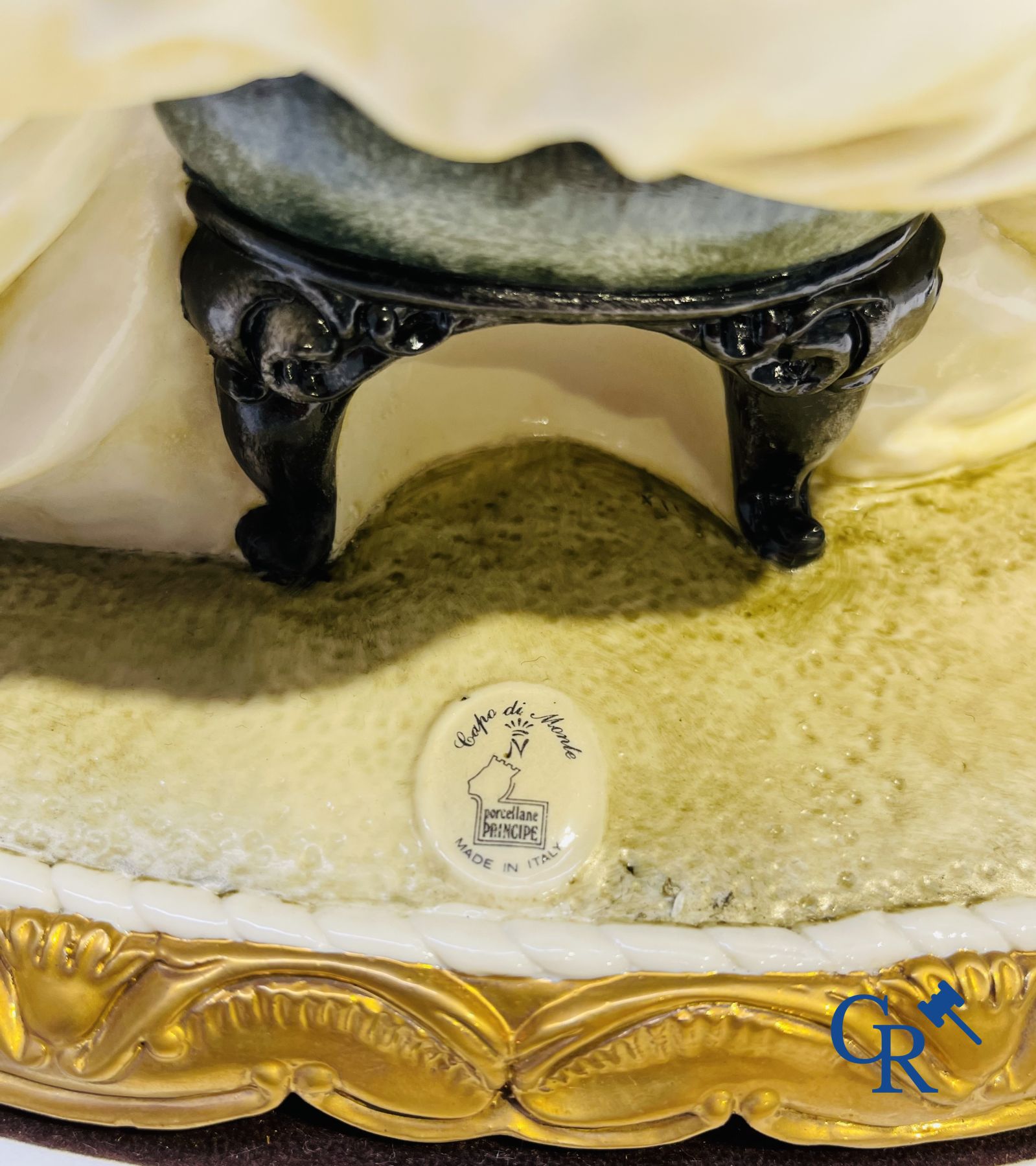 Porcelain: Capodimonte: Exceptional group in Italian porcelain with lace.