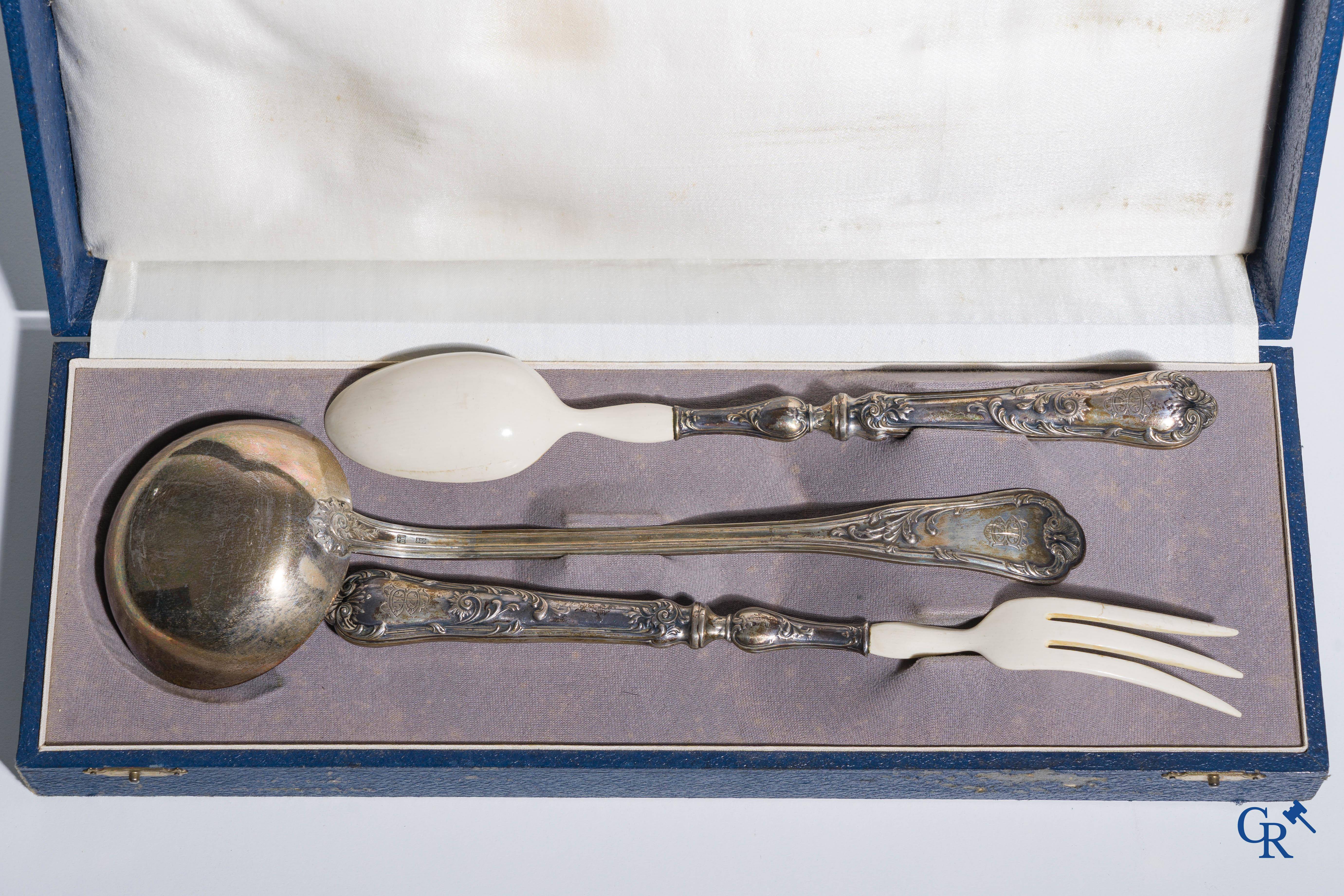 Silver: A large lot of silver cutlery (800°/00) in LXV style.