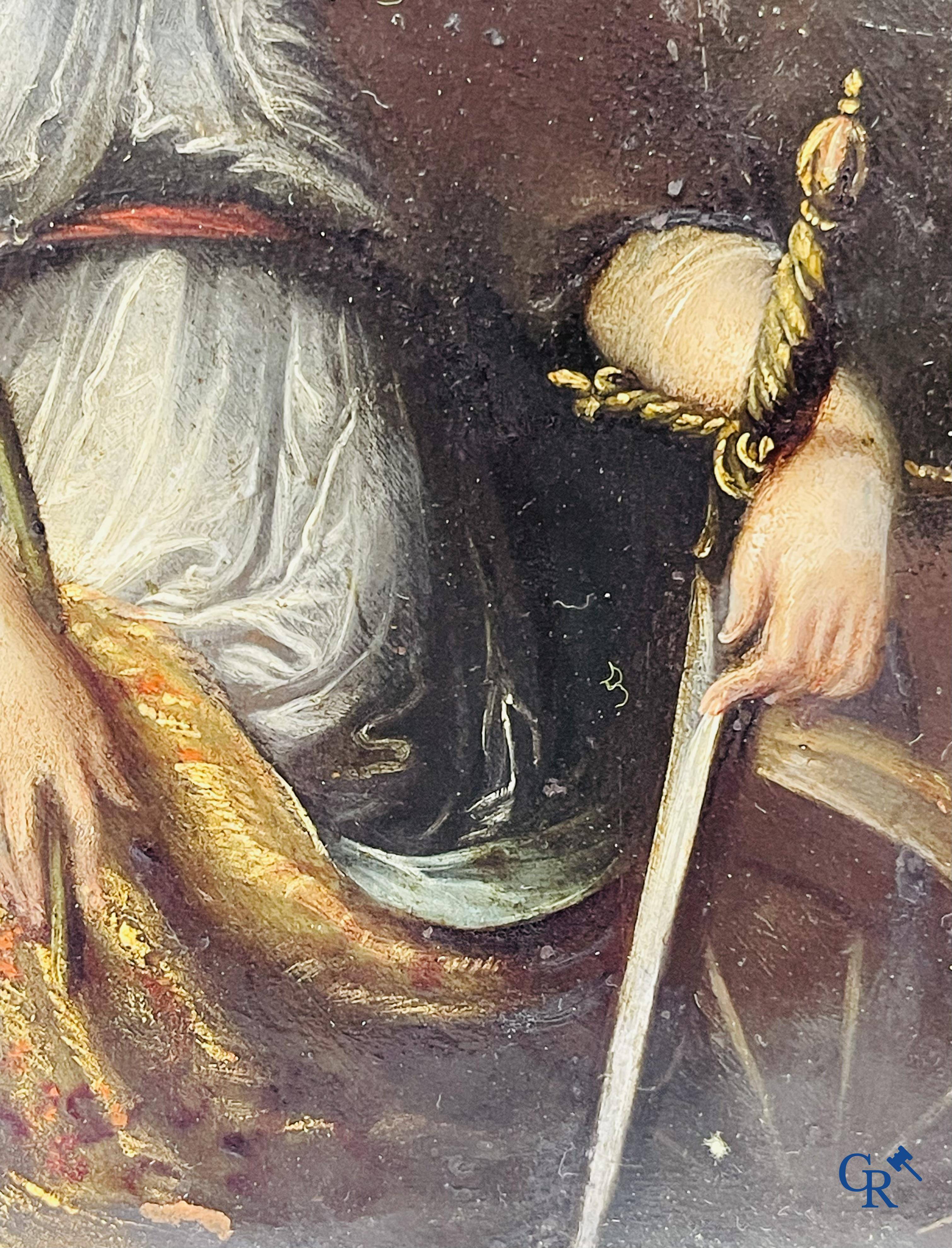 Schilderij, olie op koper van de heilige Sint Catharina van Alexandrië. 17e-18e eeuw.