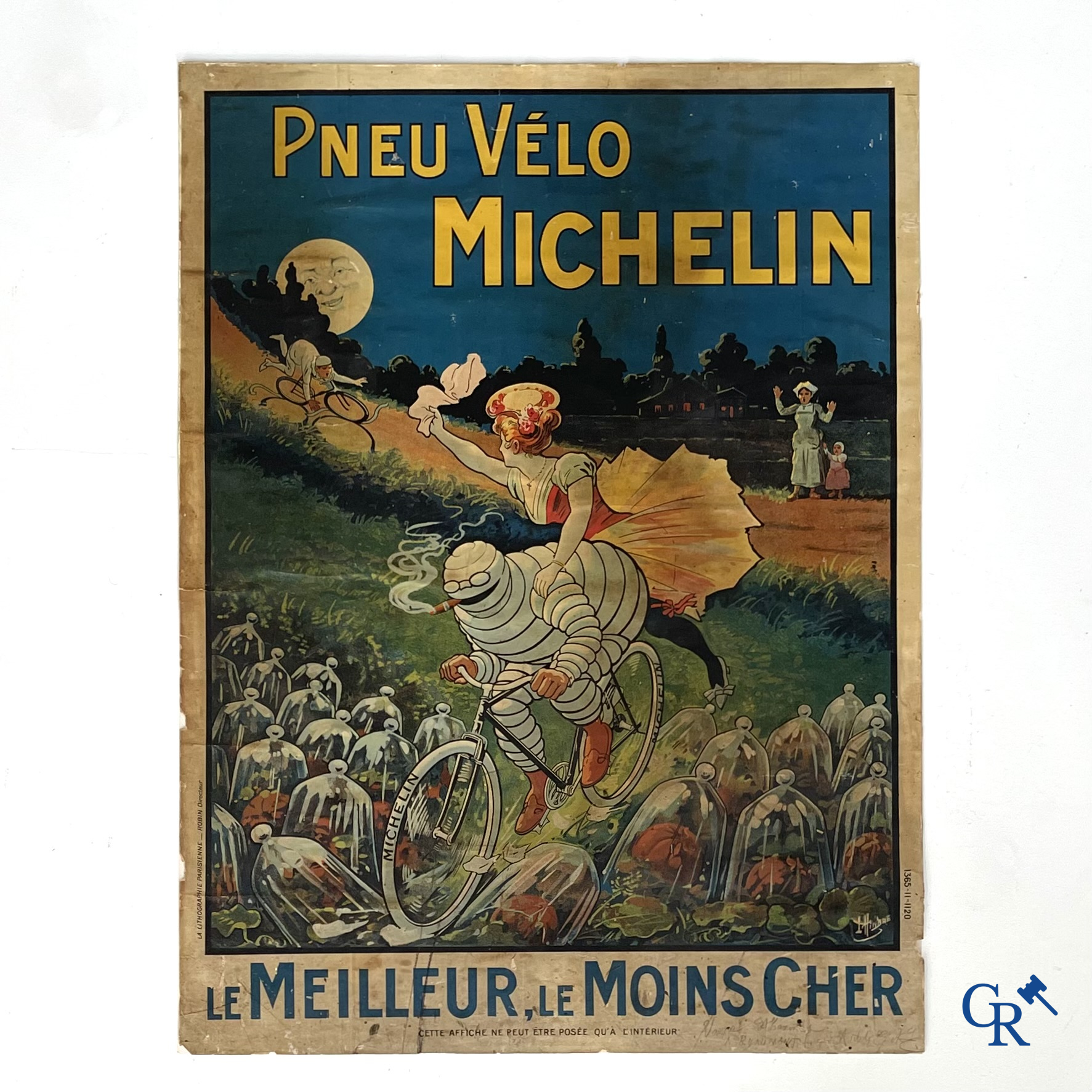 Léon Hingre (1860-1926) Pneu Vélo Michelin. Prachtige affiche voor fietsbanden Michelin. Circa 1910.