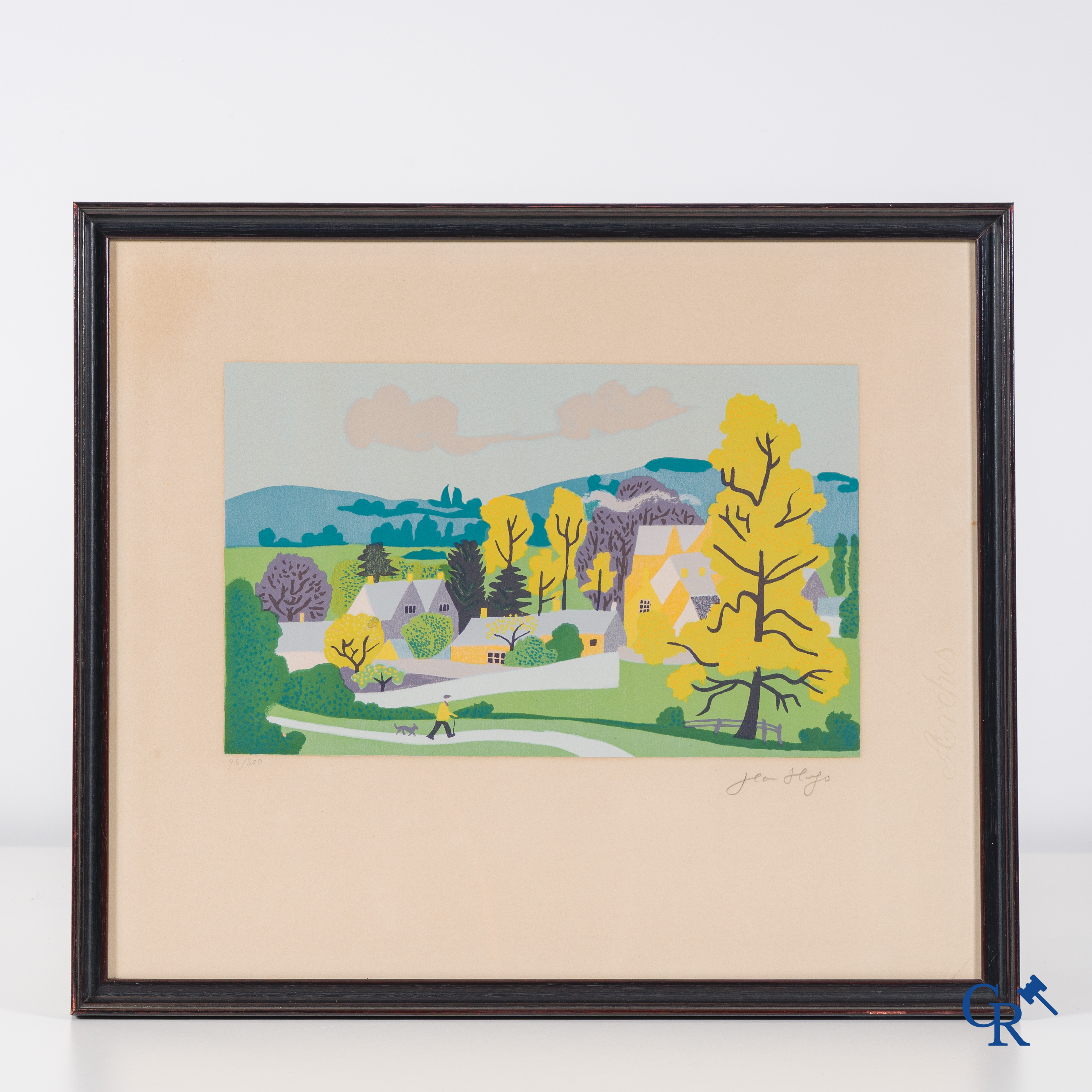 Jean Hugo (1894-1984), Personnages dans un paysage, lithographie 95/300.