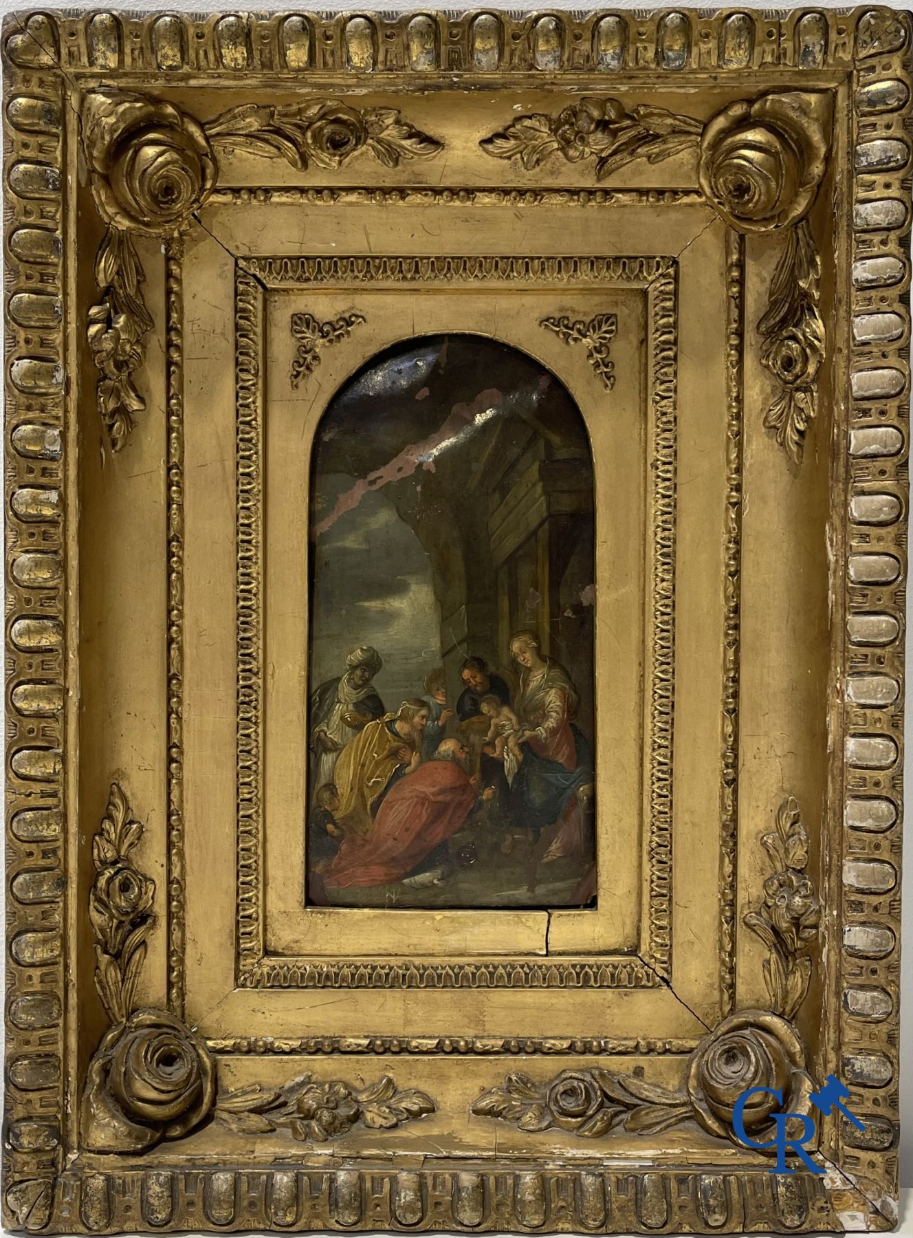 Sébastien Franck ou Vrancx. (Anvers 1573 - 1647) Ancienne attribution à. L'Adoration des rois mages. Huile sur cuivre.