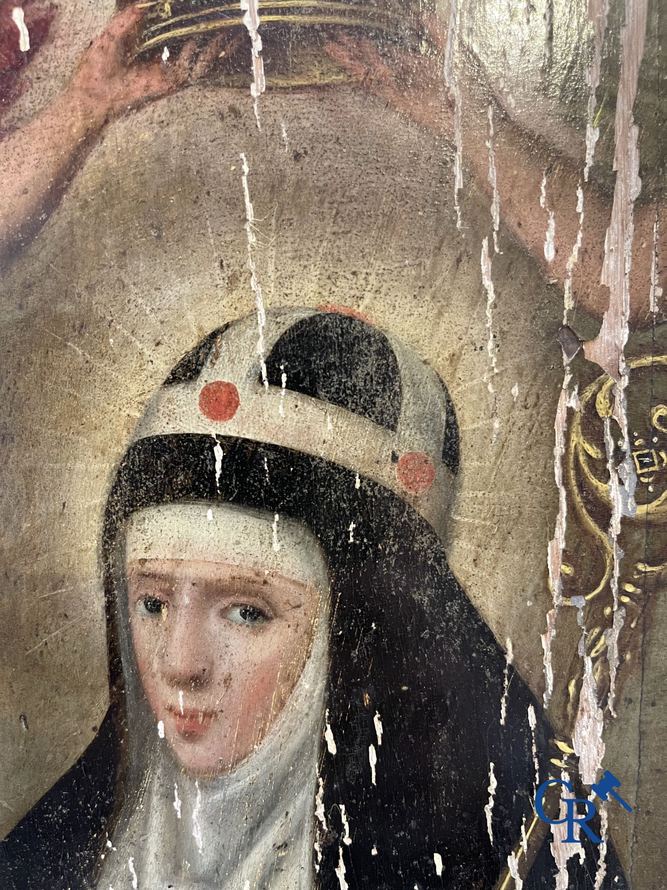 Painting. 17th century Religious painting.  S. Catherina-De-Swetta Filia-S.Birgitta.