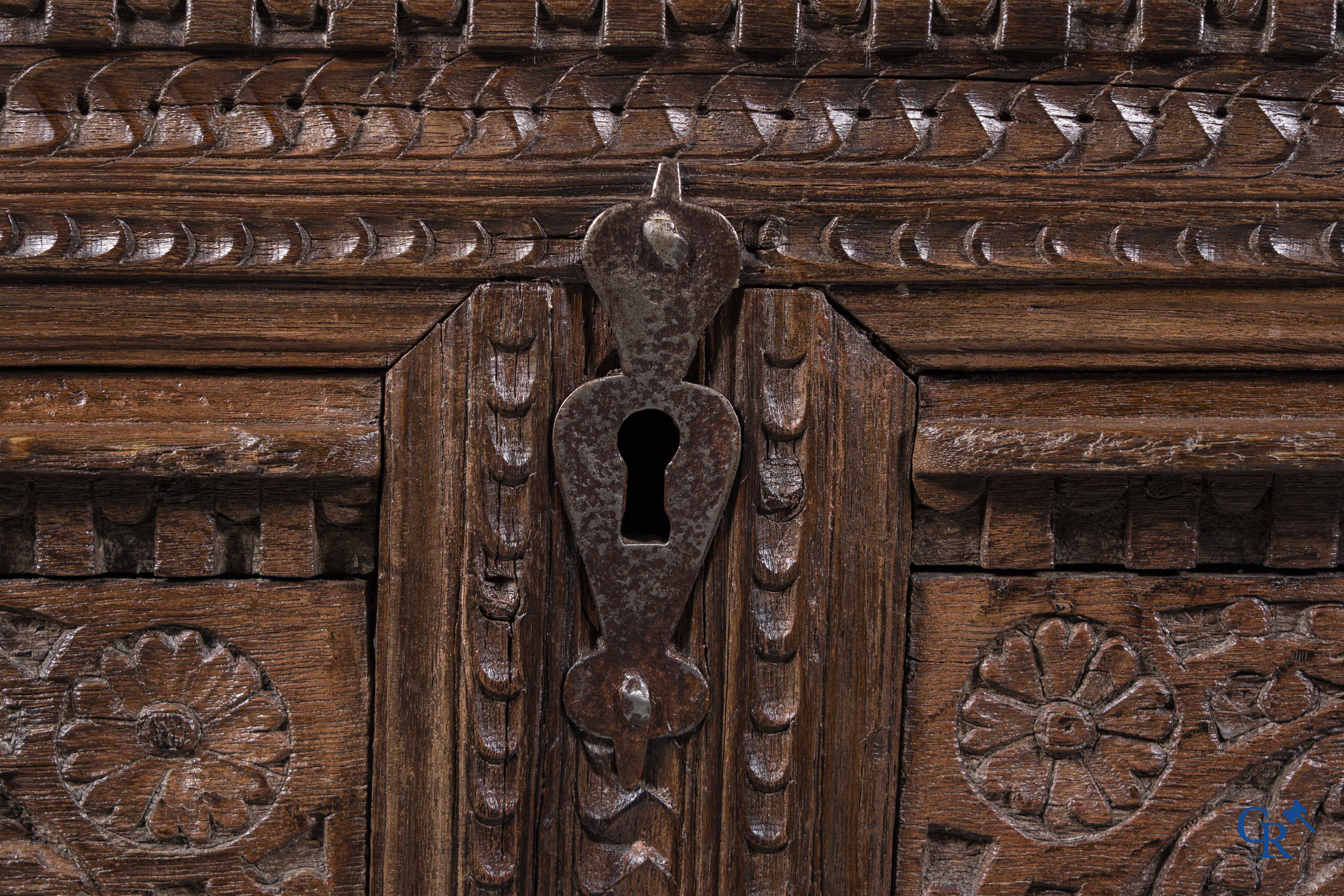 Antique wooden trunk, 18th century.