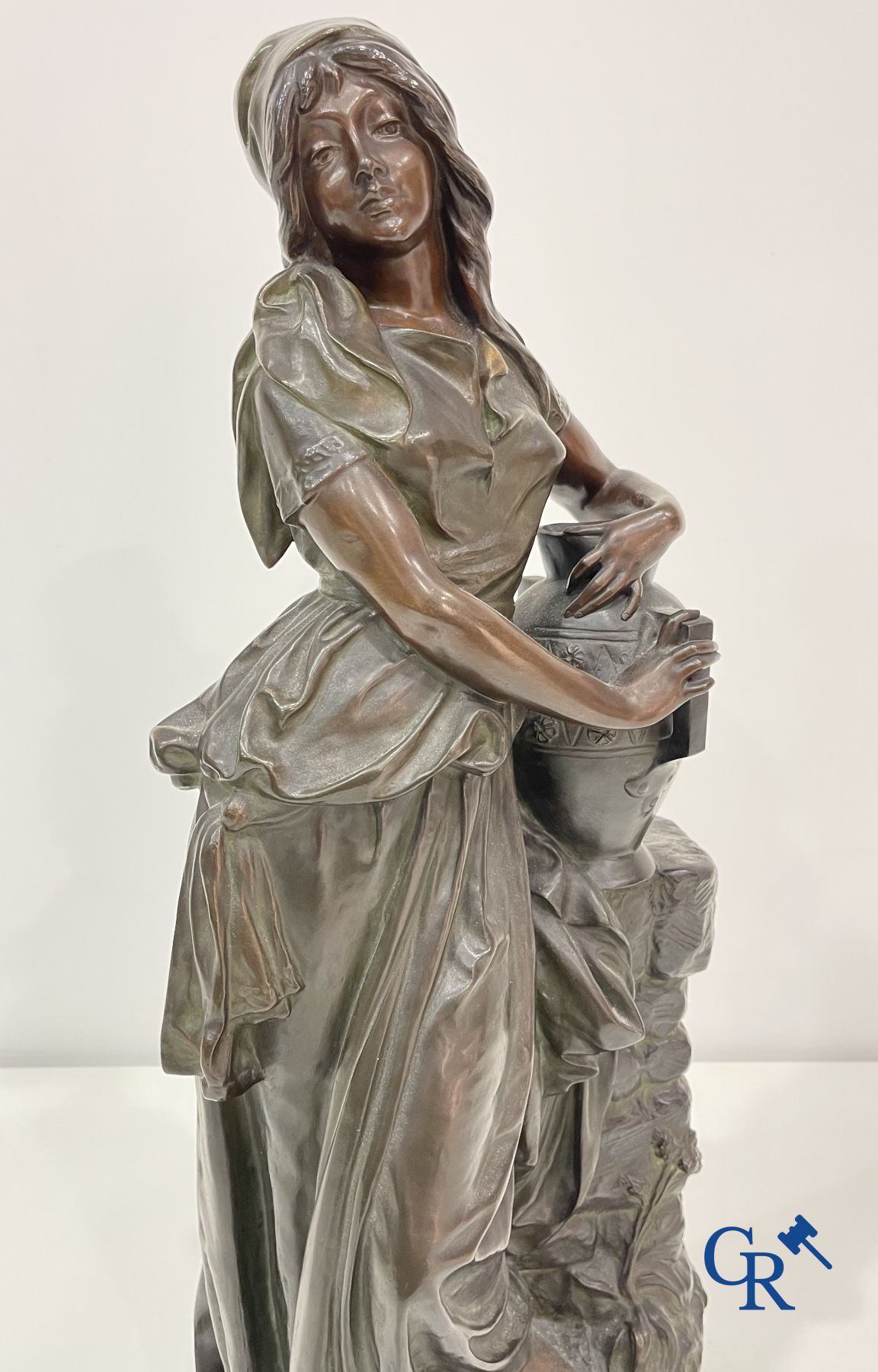 Edmond Lefever: (Ypres 1839-Schaarbeek 1911) "Rebecca" oriental bronze statue.