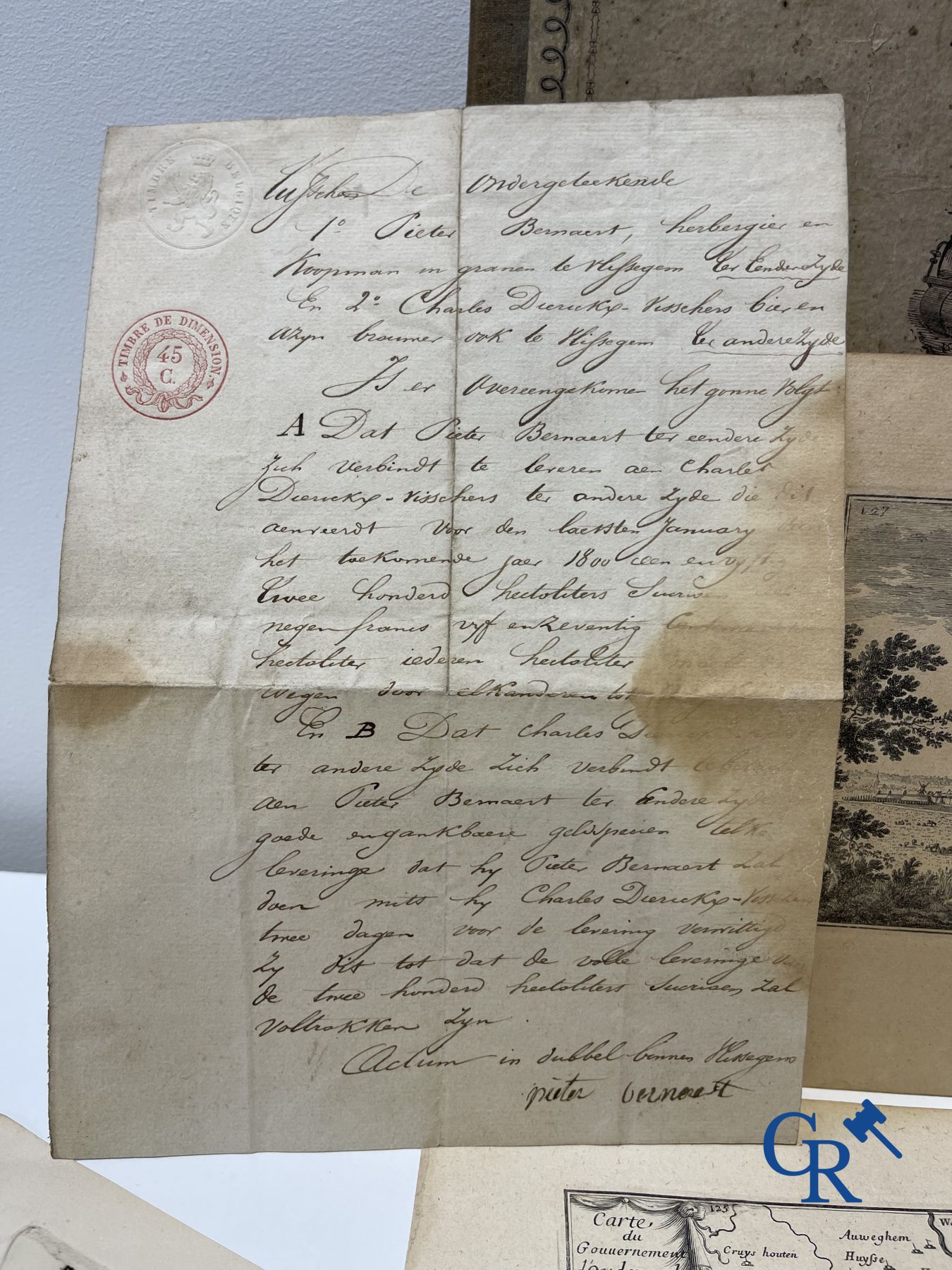 Ancient documents: An interesting lot with various documents, engravings, maps, etc. 18th-19th century.