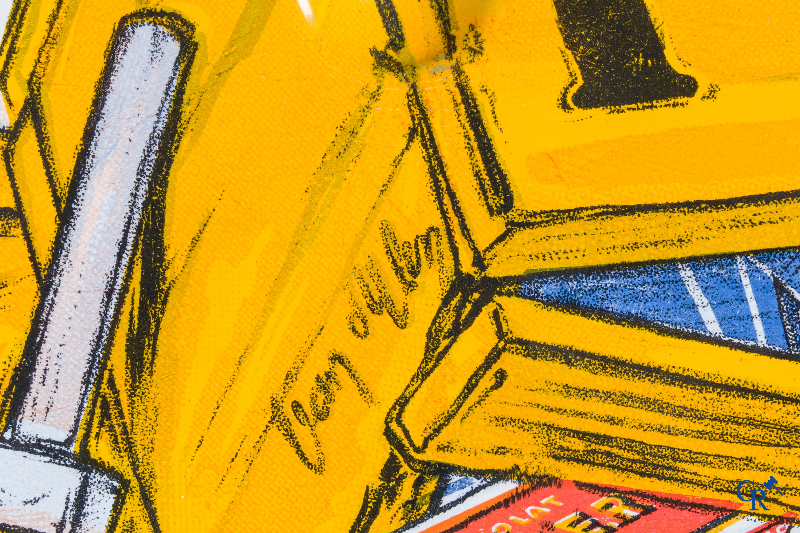 Chocolat Pupier, emaille reclamebord geïllustreerd met het personage ontworpen door Jean D'Ylen. Circa 1930.