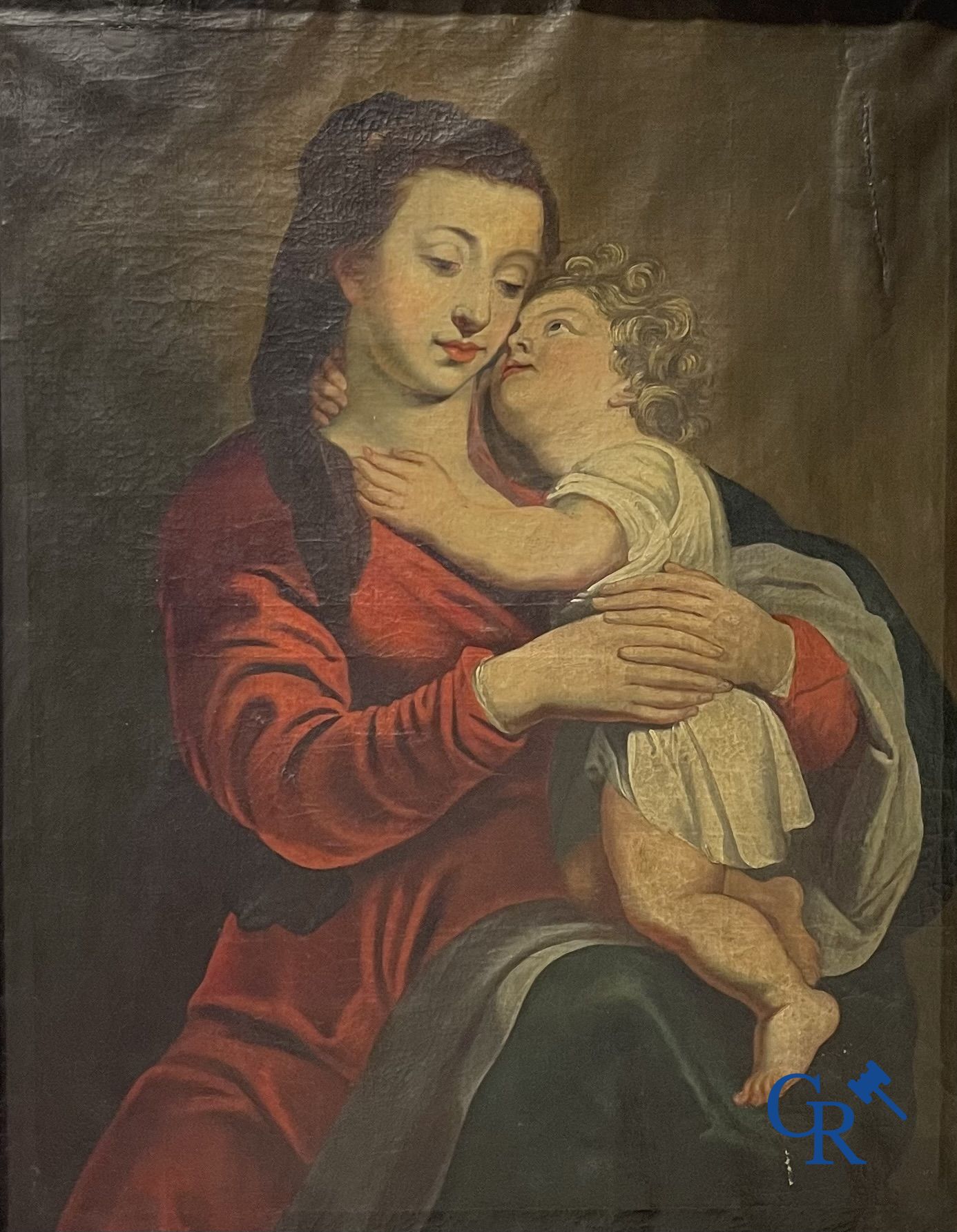 Peinture: huile sur toile. Vierge à l'enfant.