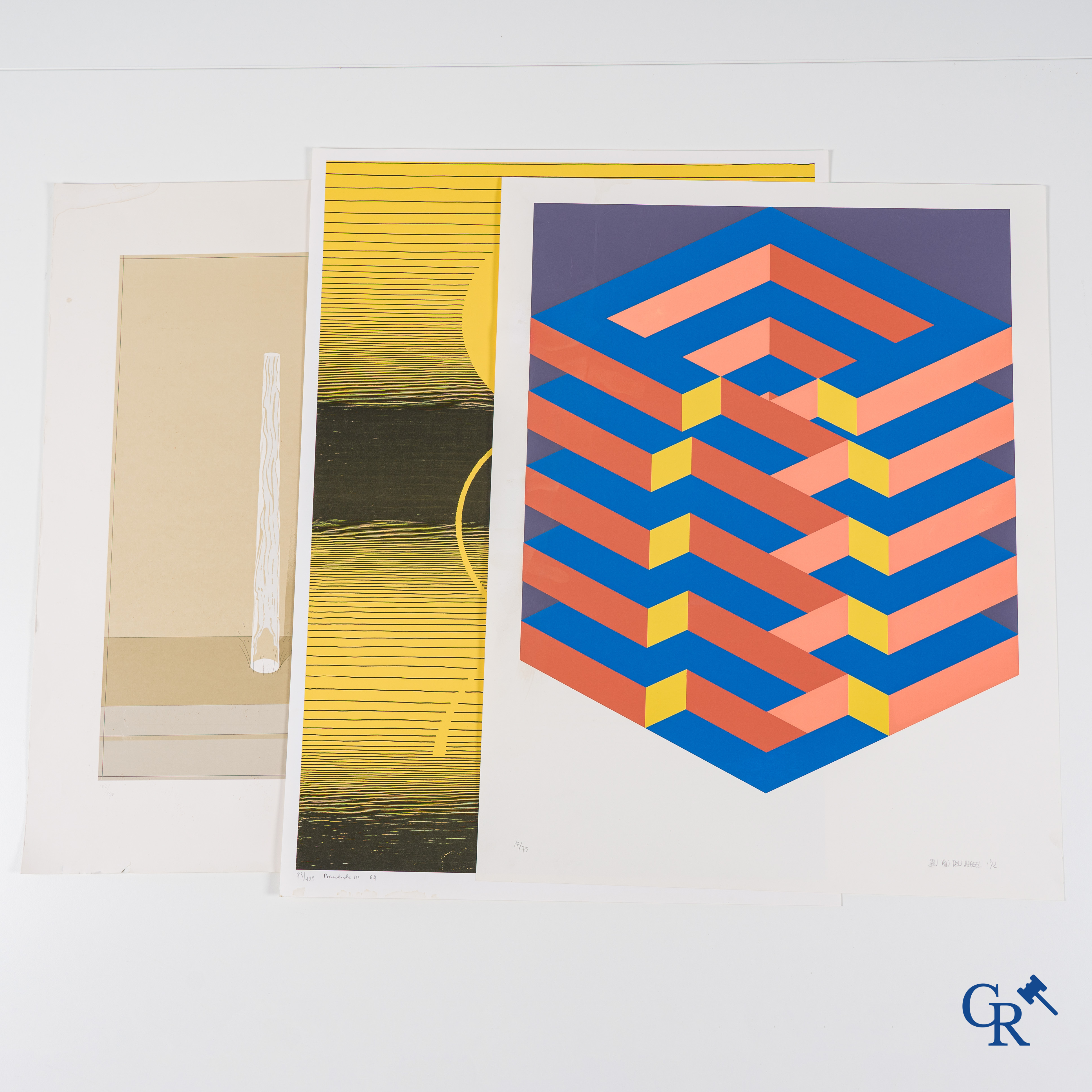 3 Graphic works, Michel Seuphor, Jeroen Henneman and Jan Van Den Abbeel.