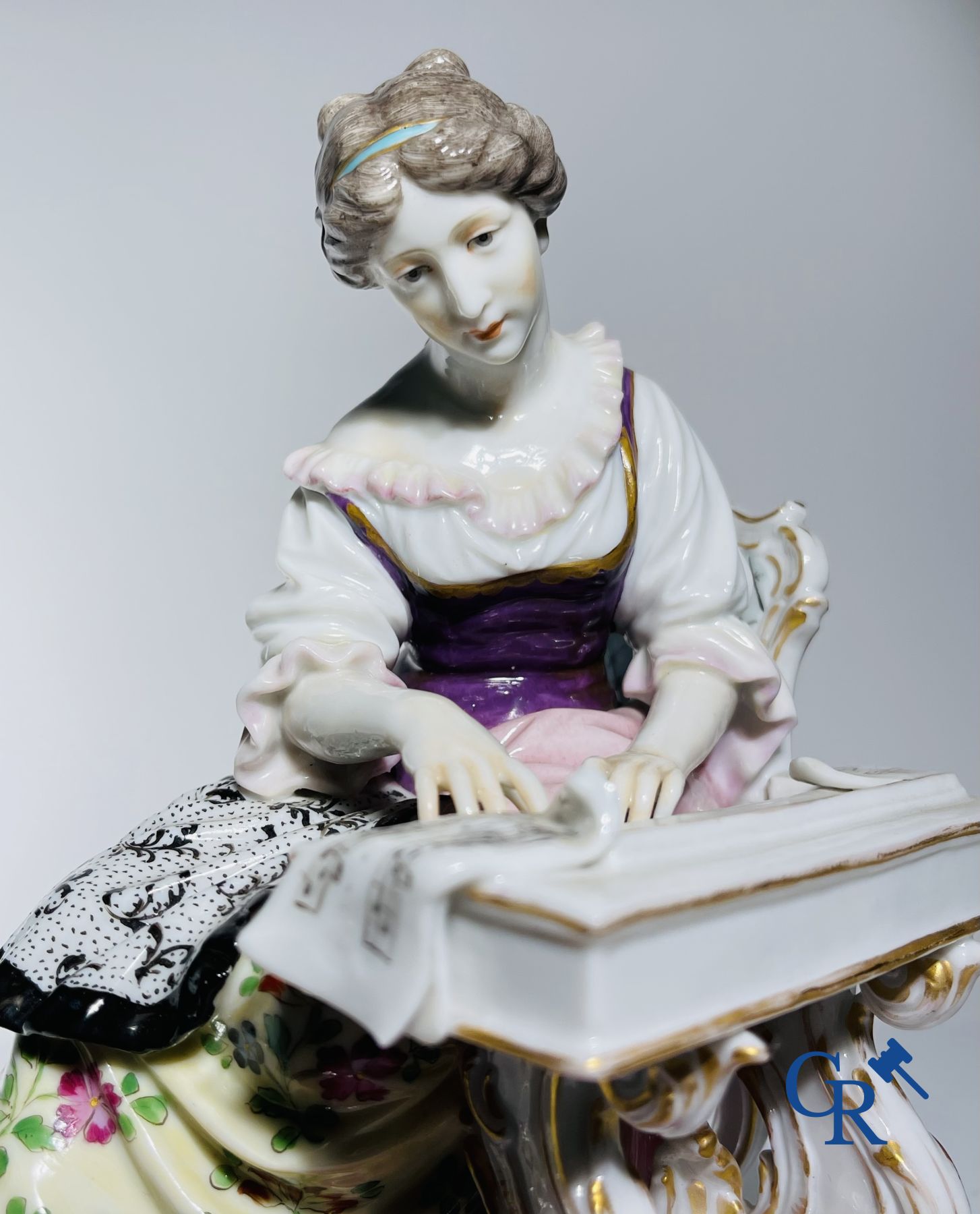 Porcelain: Dressel & Kister Passau: Lady on harpsichord.