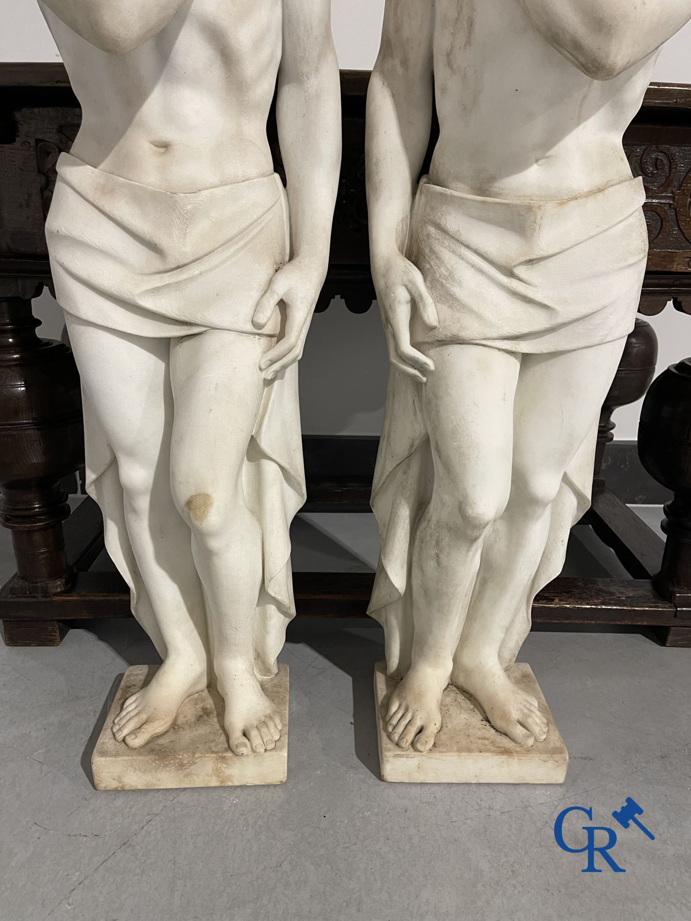 2 marble sculptures.