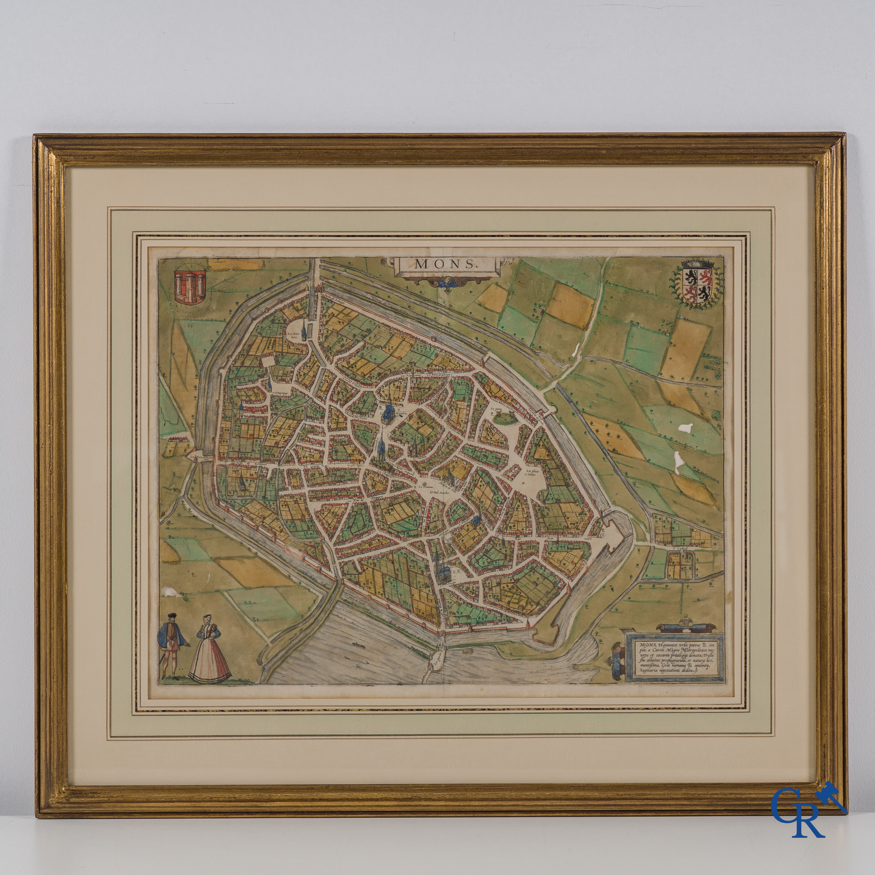 2 Hand-coloured maps of the city of Mons and Tournai.