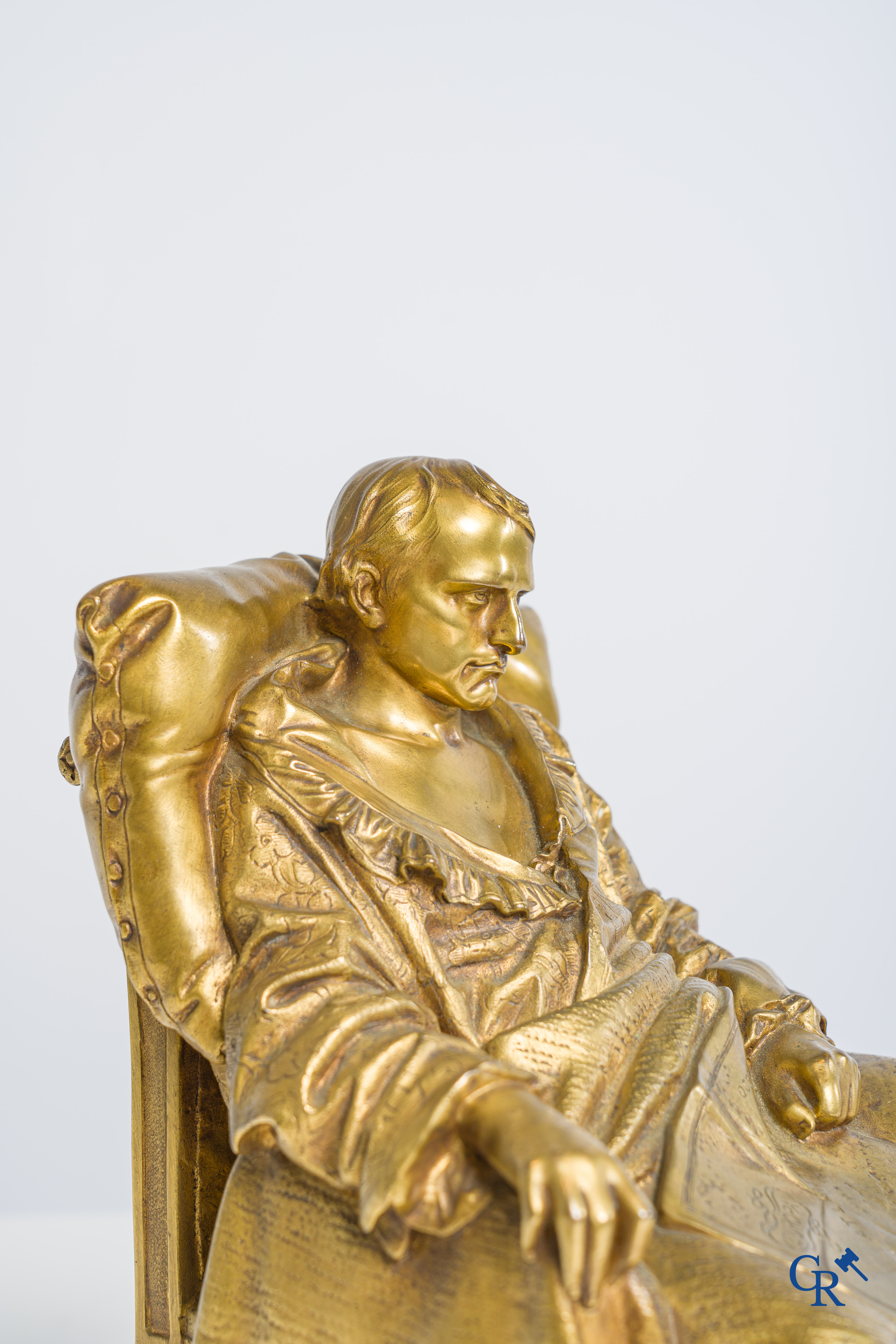 Vincenzo Vela (1820-1891) Sculpture en bronze "Les derniers moments de l'Empereur Napoléon Ier à Sainte Hélène". Barbedienne