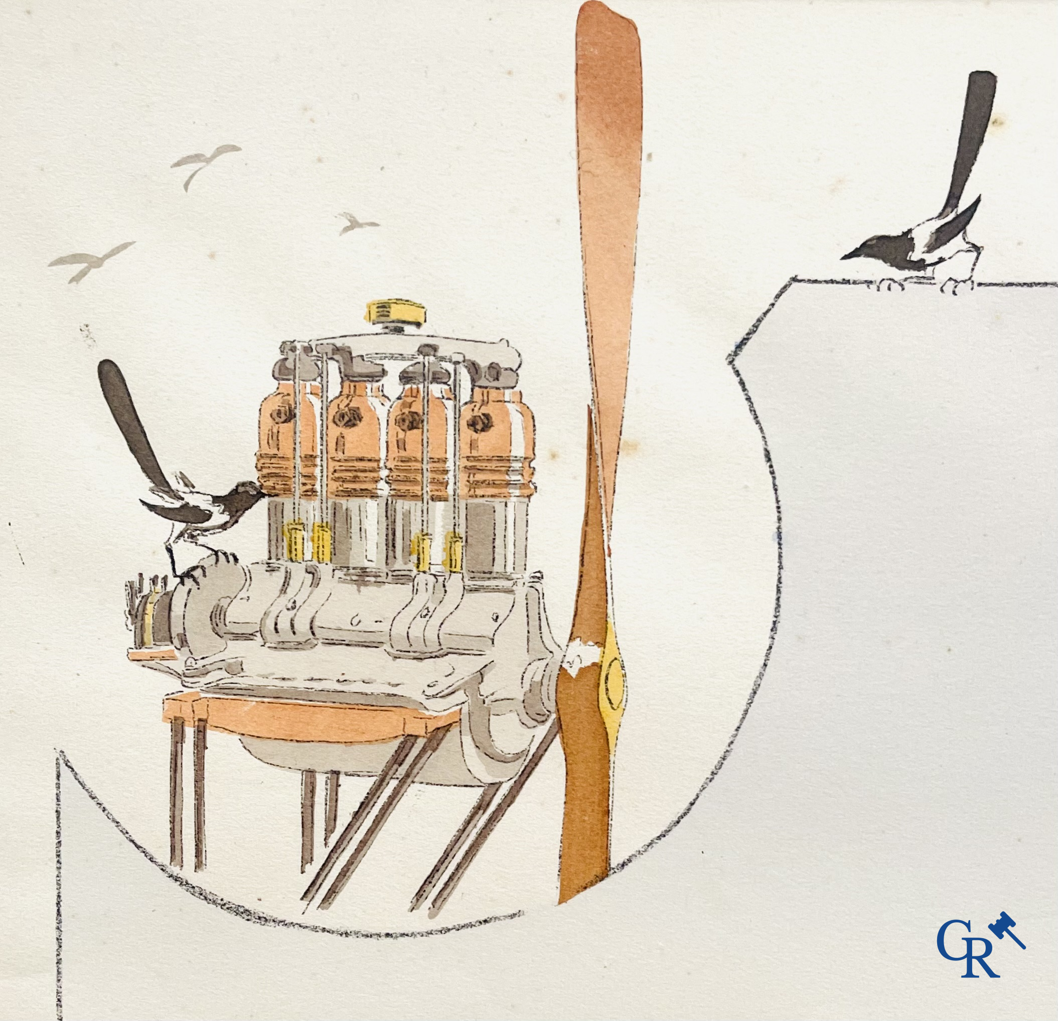 Georges Geo-Bric, Kleuren lithografie. Emile Dubonnet, le gagnant sur monoplan Tellier. Mabileau Paris 1910.