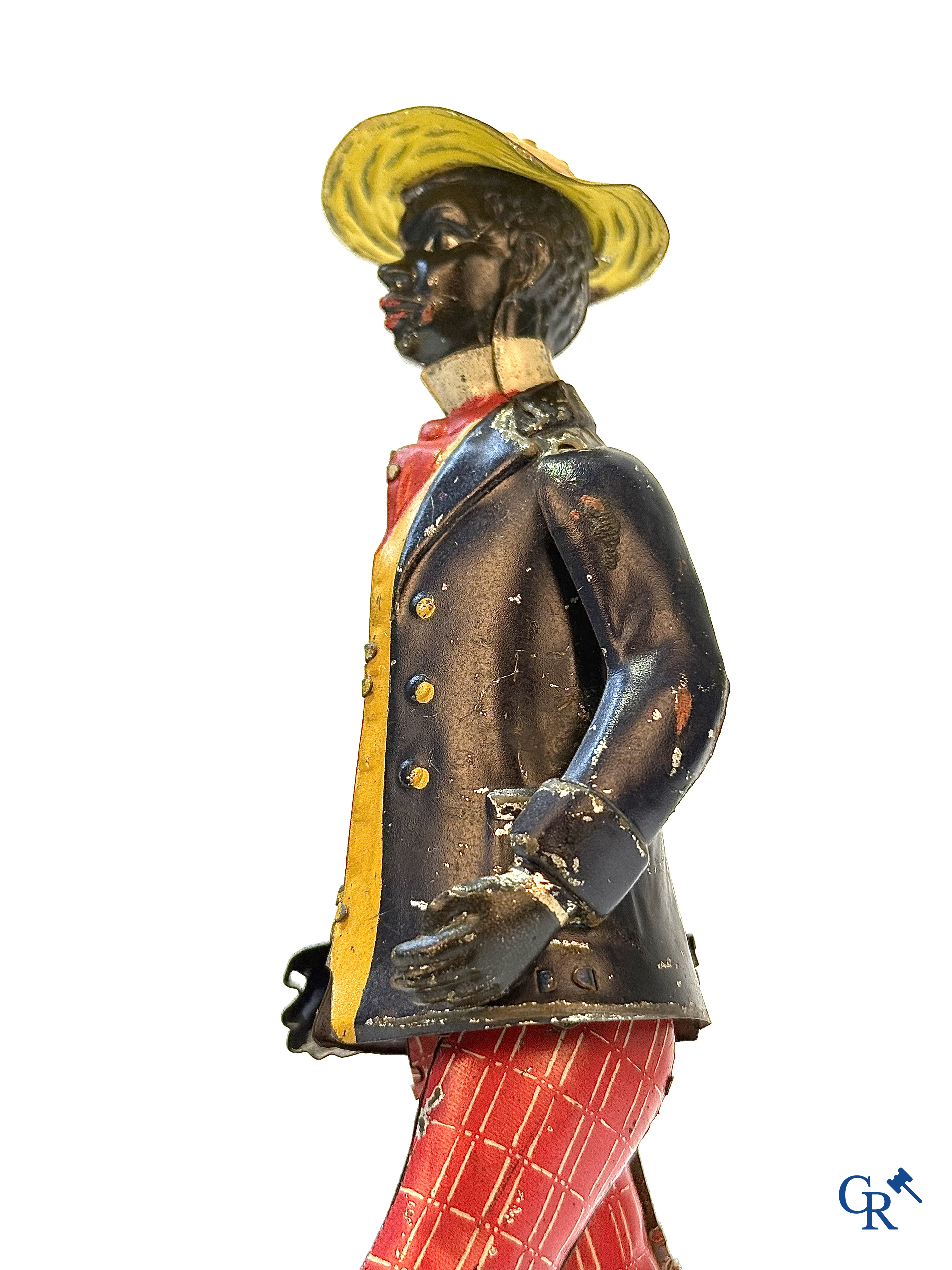 Lehmann, mechanisch speelgoed. "Alabama coon jigger" Tapdanser in beschilderd blik. Duitsland circa 1920.