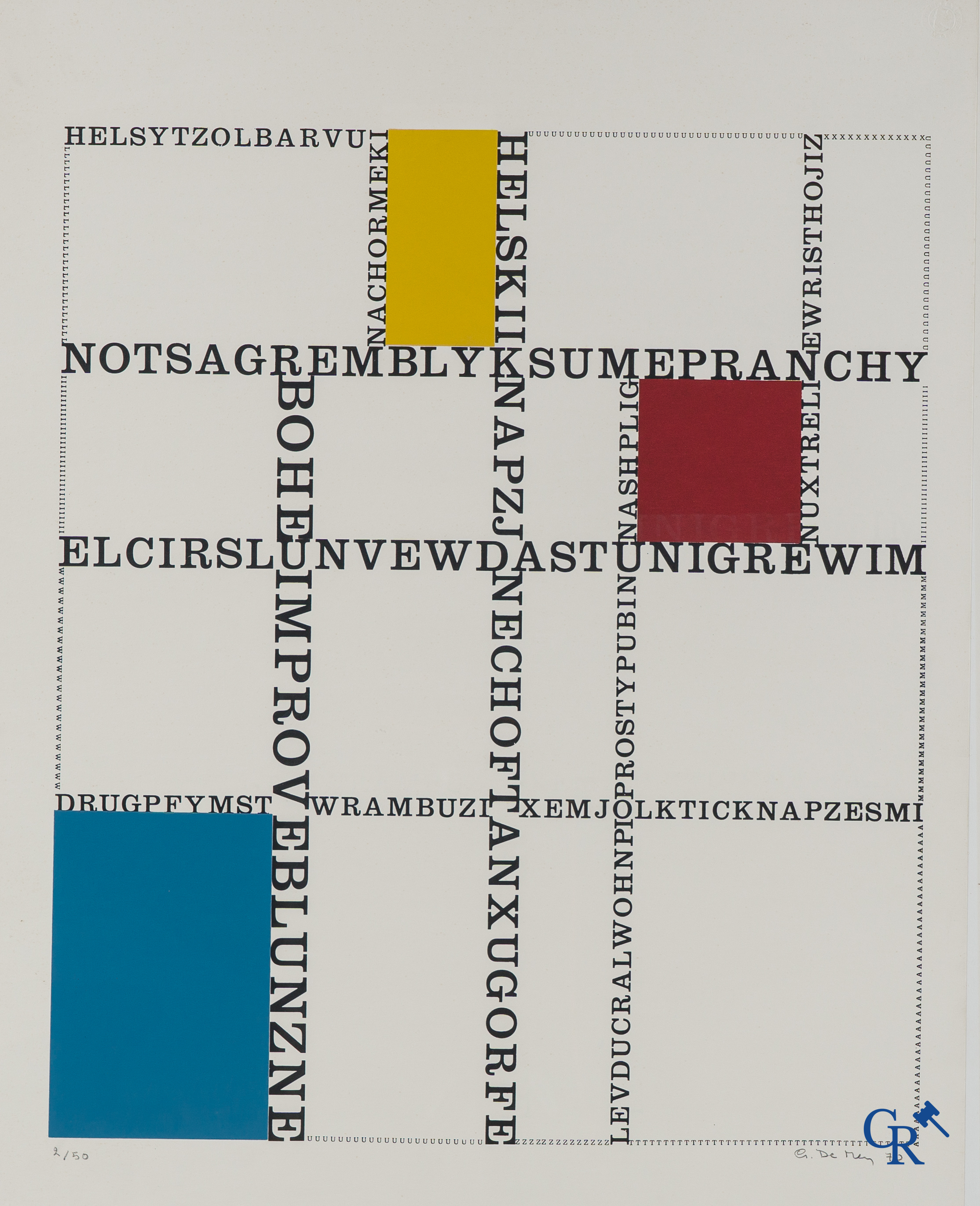 3 œuvres graphiques, Gerd Van Dülmen, Gaston De Mey, et une œuvre signée illisible.