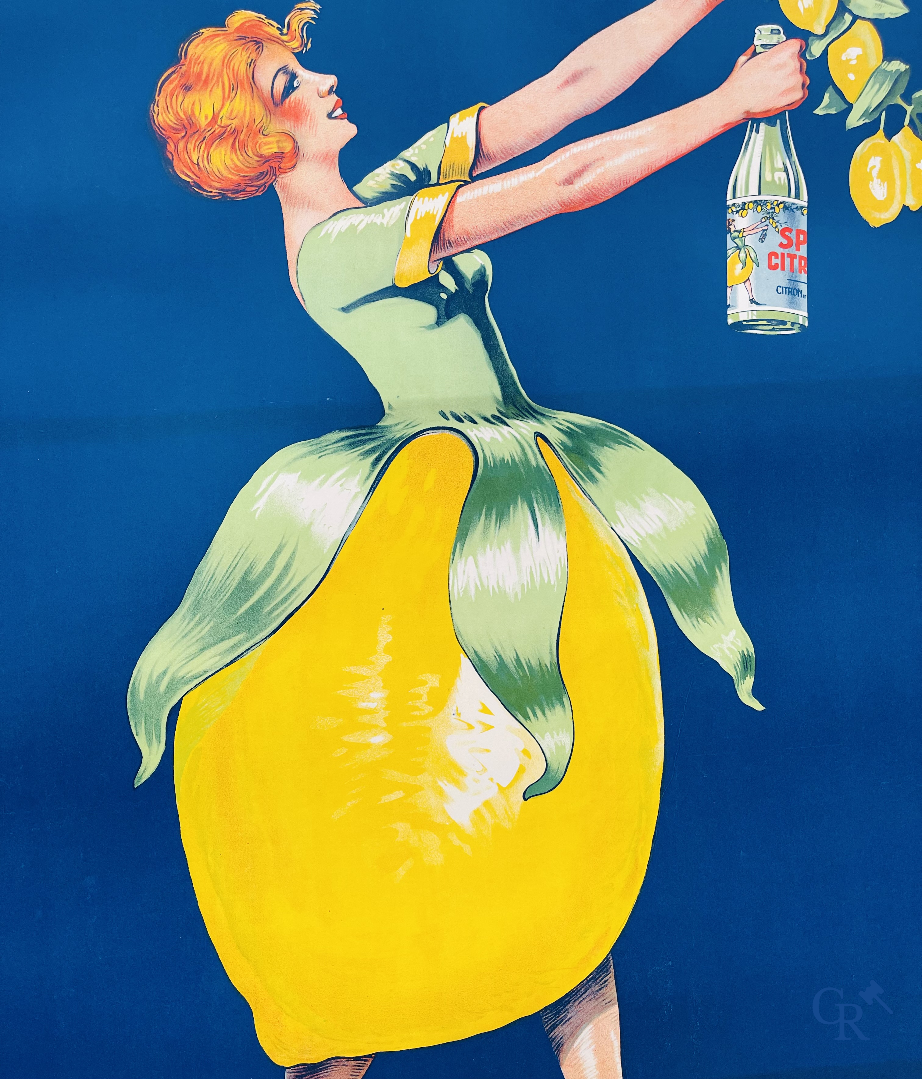 Géo, Spa-Citron, Citron et Eau de Spa. Originele publiciteitsaffiche voor Spa Citron. drukkerij Gouweloos Brussel.