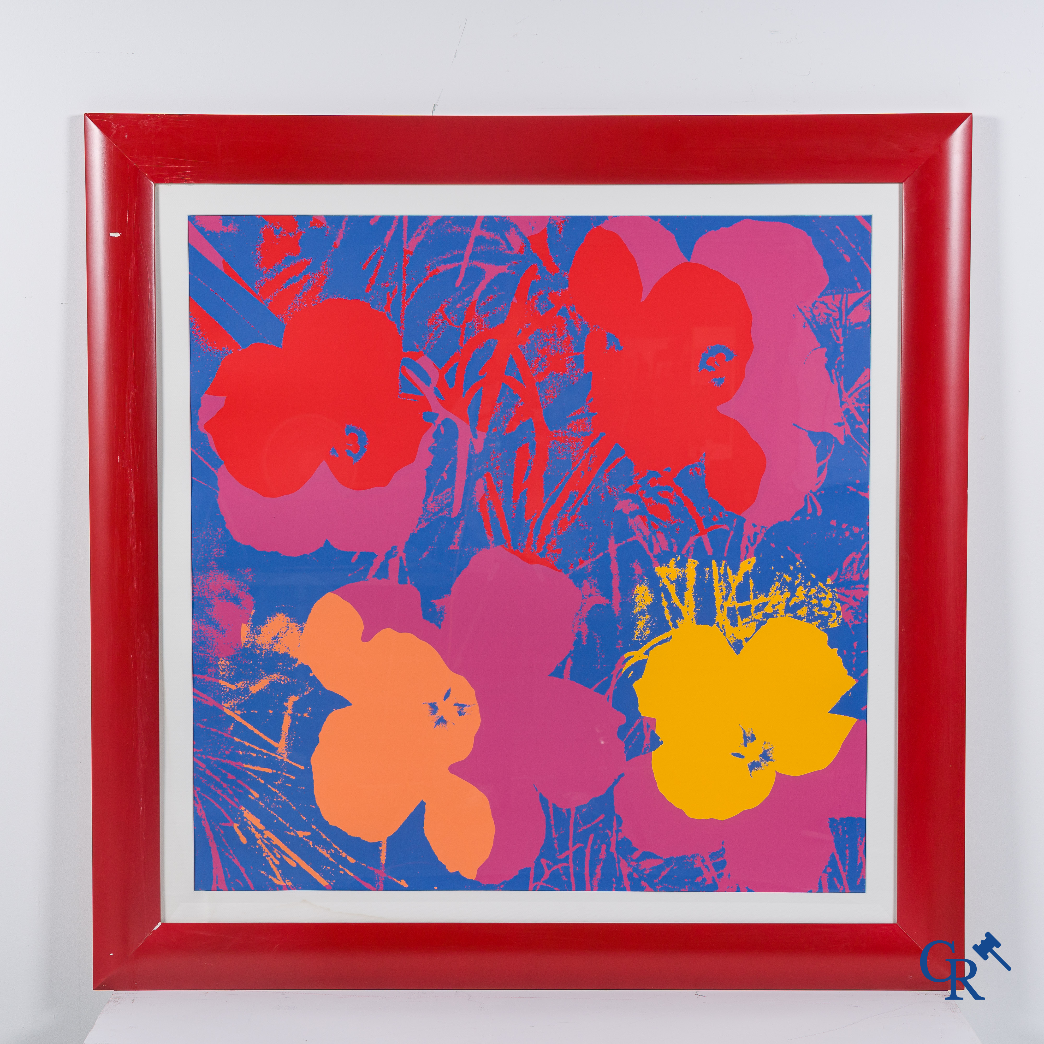 Popart: Andy Warhol (naar) Flowers. Een reeks van 10 ingekaderde zeefdrukken.