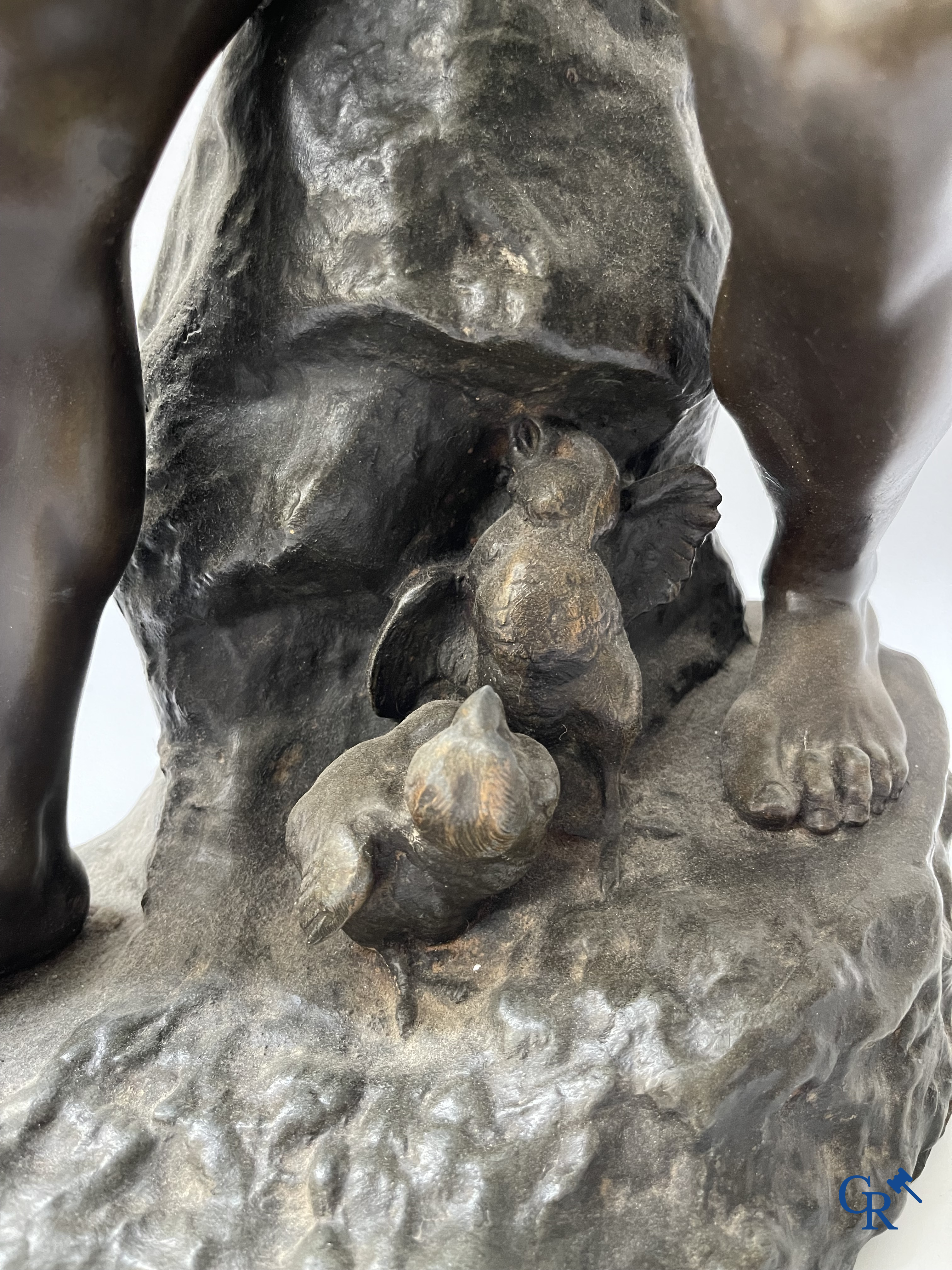 Lot de 3 sculptures en régule. Anatole Guillot, Emile Bruchon, Rousseau, vers 1900.