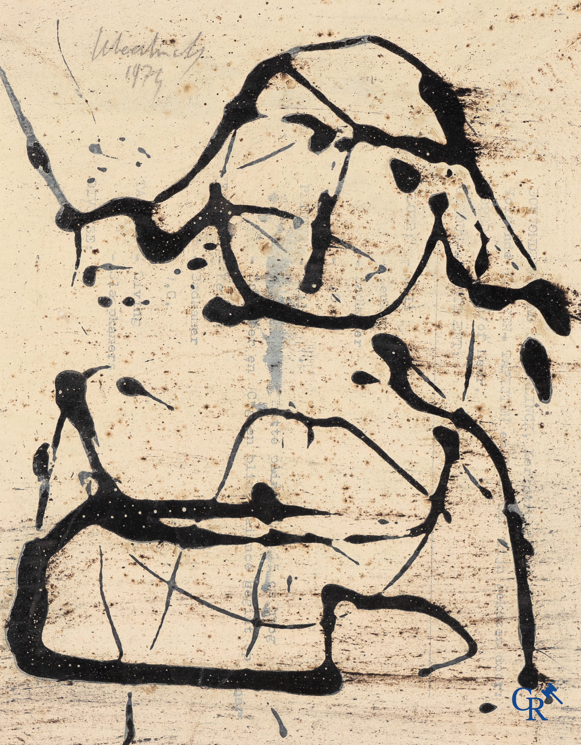 Pierre Alechinsky (1927)(*)  Encre de Chine sur papier. Daté 1974.