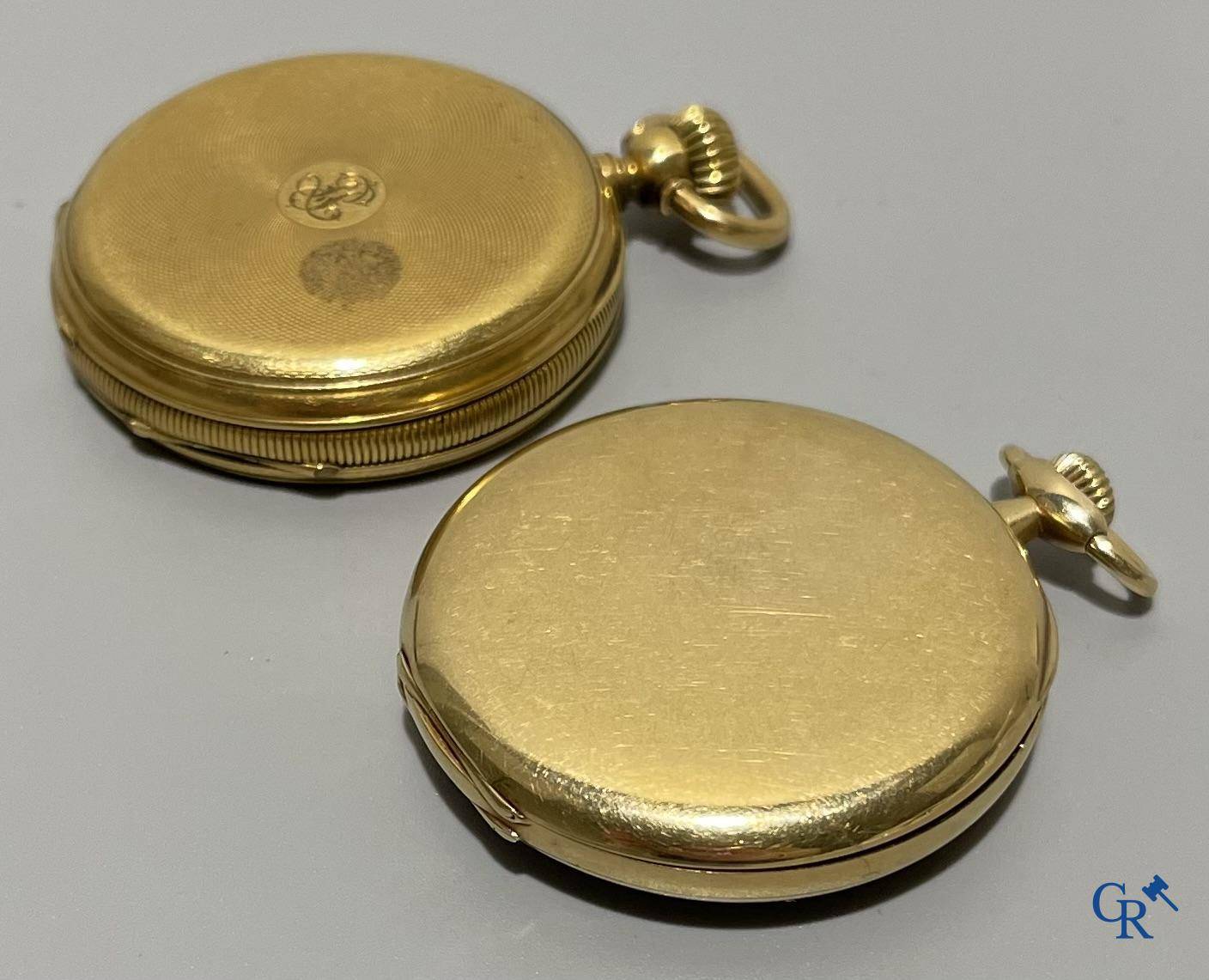 Uurwerken, 2 gouden zakhorloges.