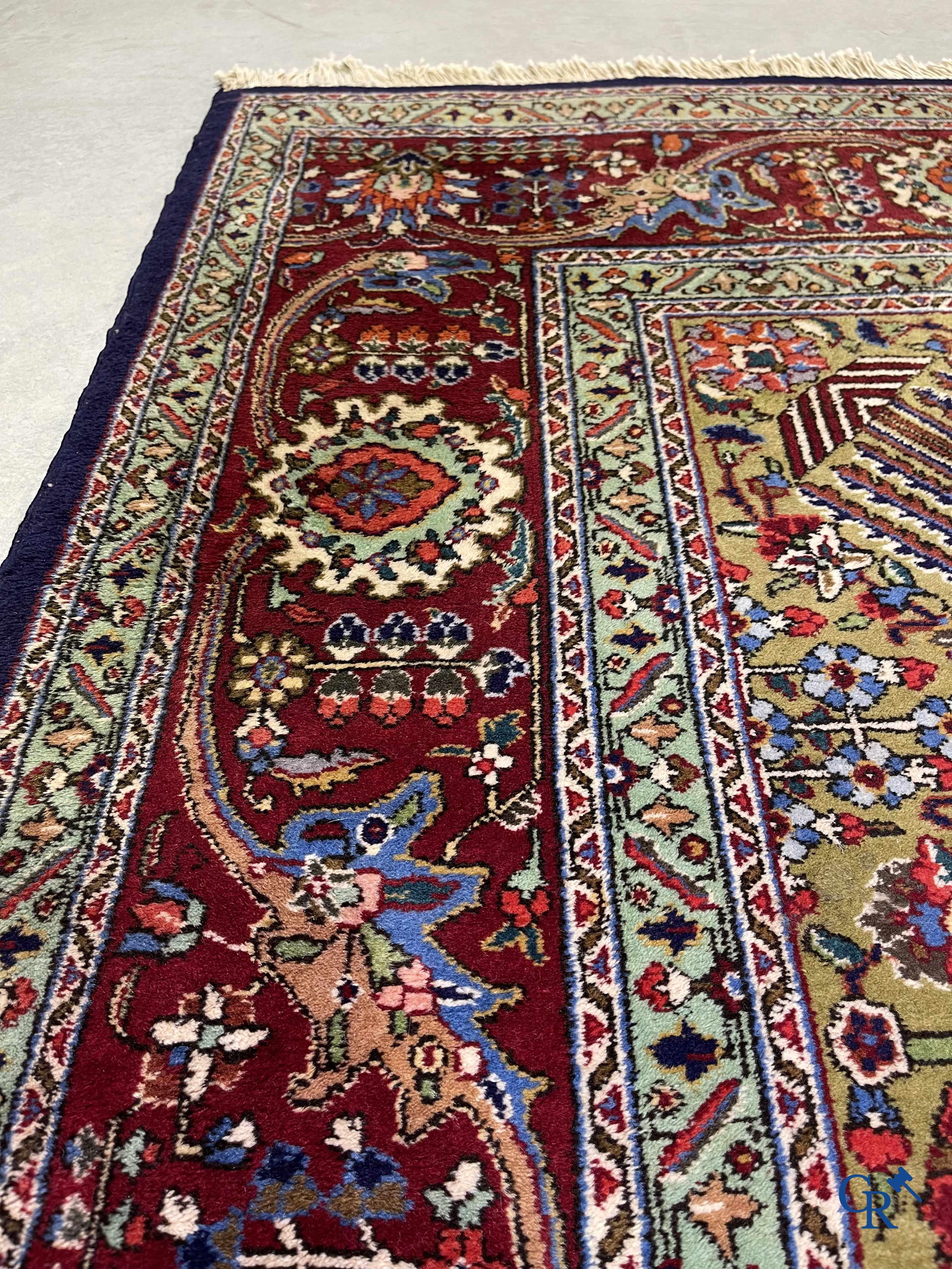 Tapis d'Orient: Tabriz Iran, tapis perse. Grand tapis noué à la main.