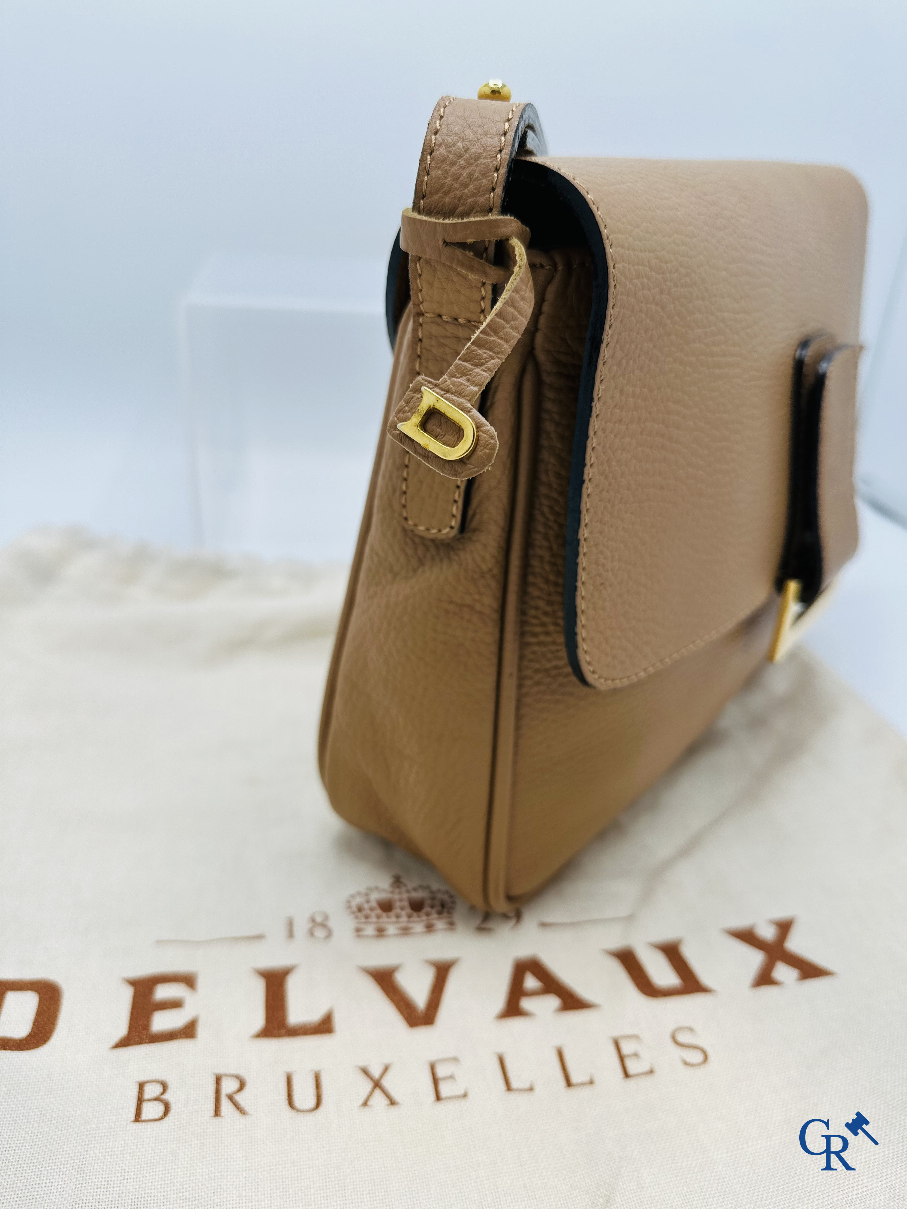 Delvaux: Handtas in lichtbruin leder.<br />
Heel mooie staat.