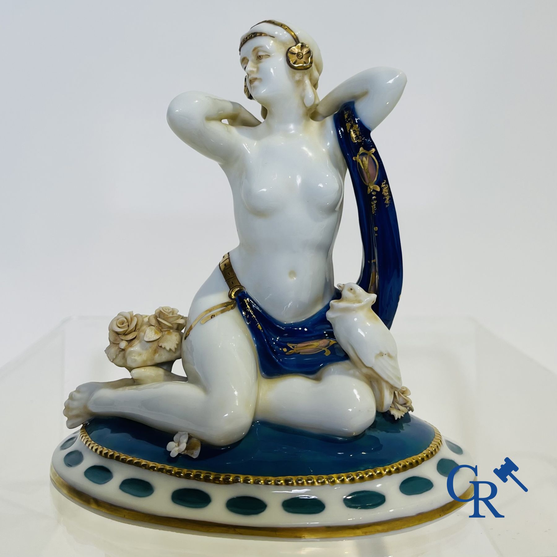 Art deco: An art deco sculpture in finely marked porcelain.