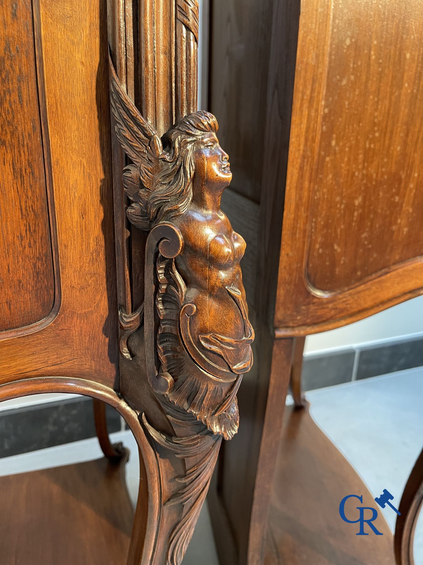 Furniture: A pair of finely carved furniture. LXV style.