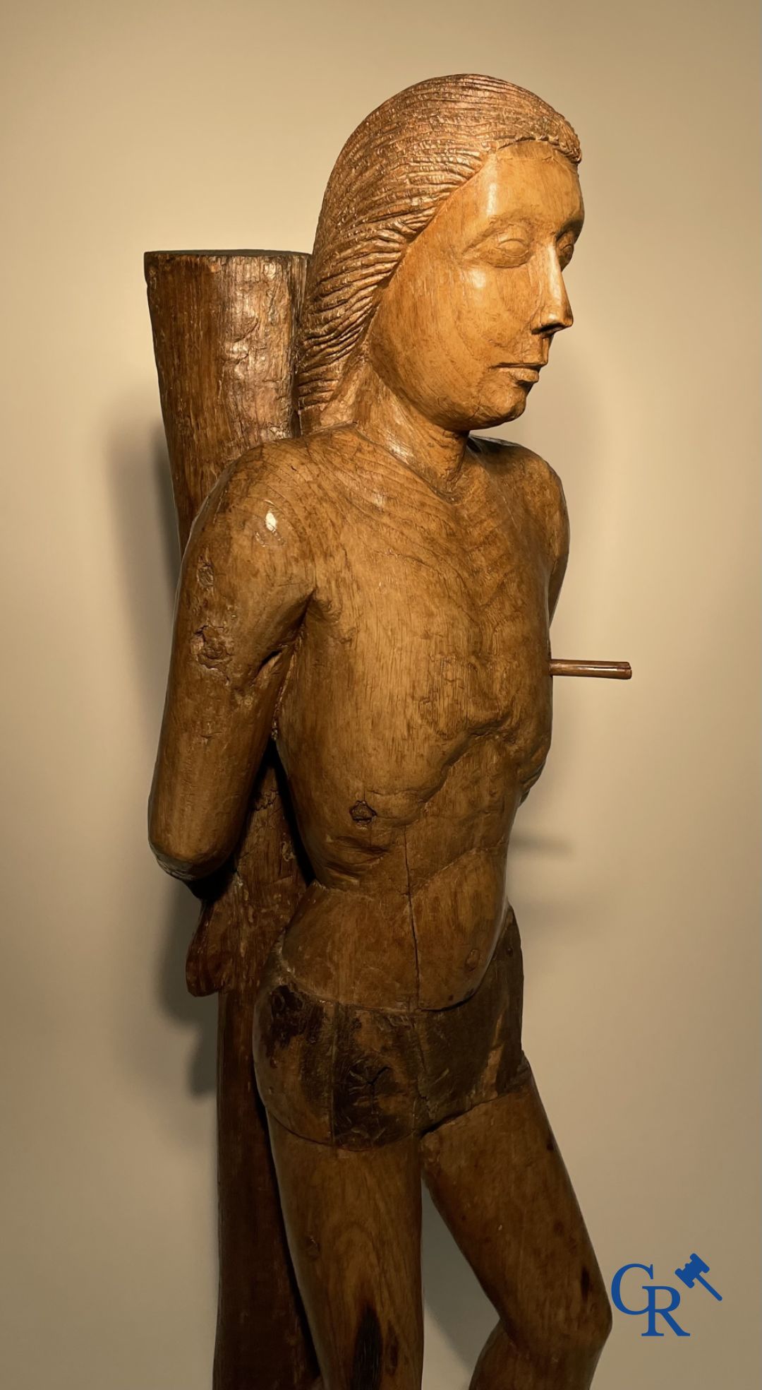 Wooden sculpture: Saint Sebastian 16th - 17th century.