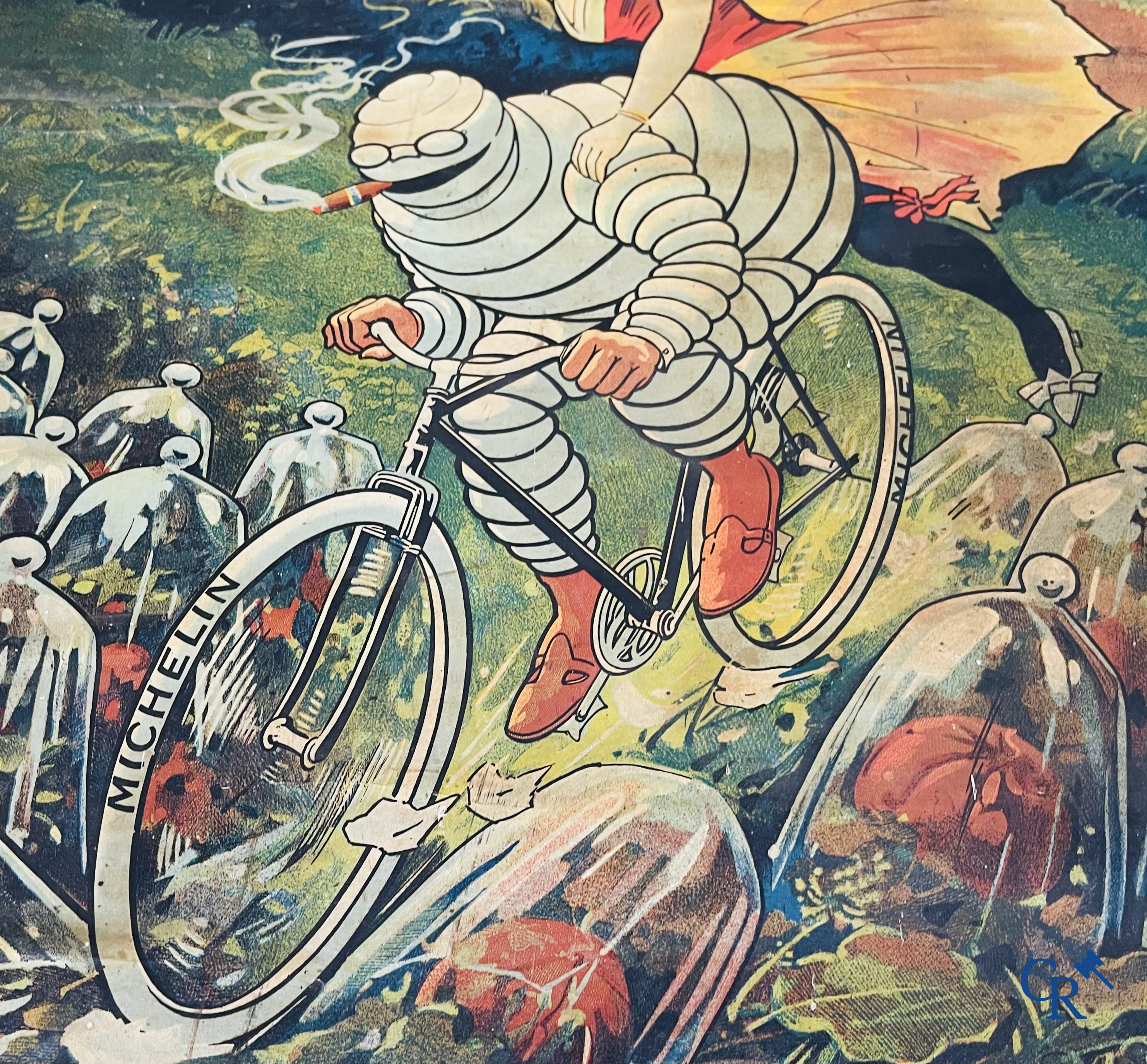 Léon Hingre (1860-1926) Pneu Vélo Michelin. Prachtige affiche voor fietsbanden Michelin. Circa 1910.