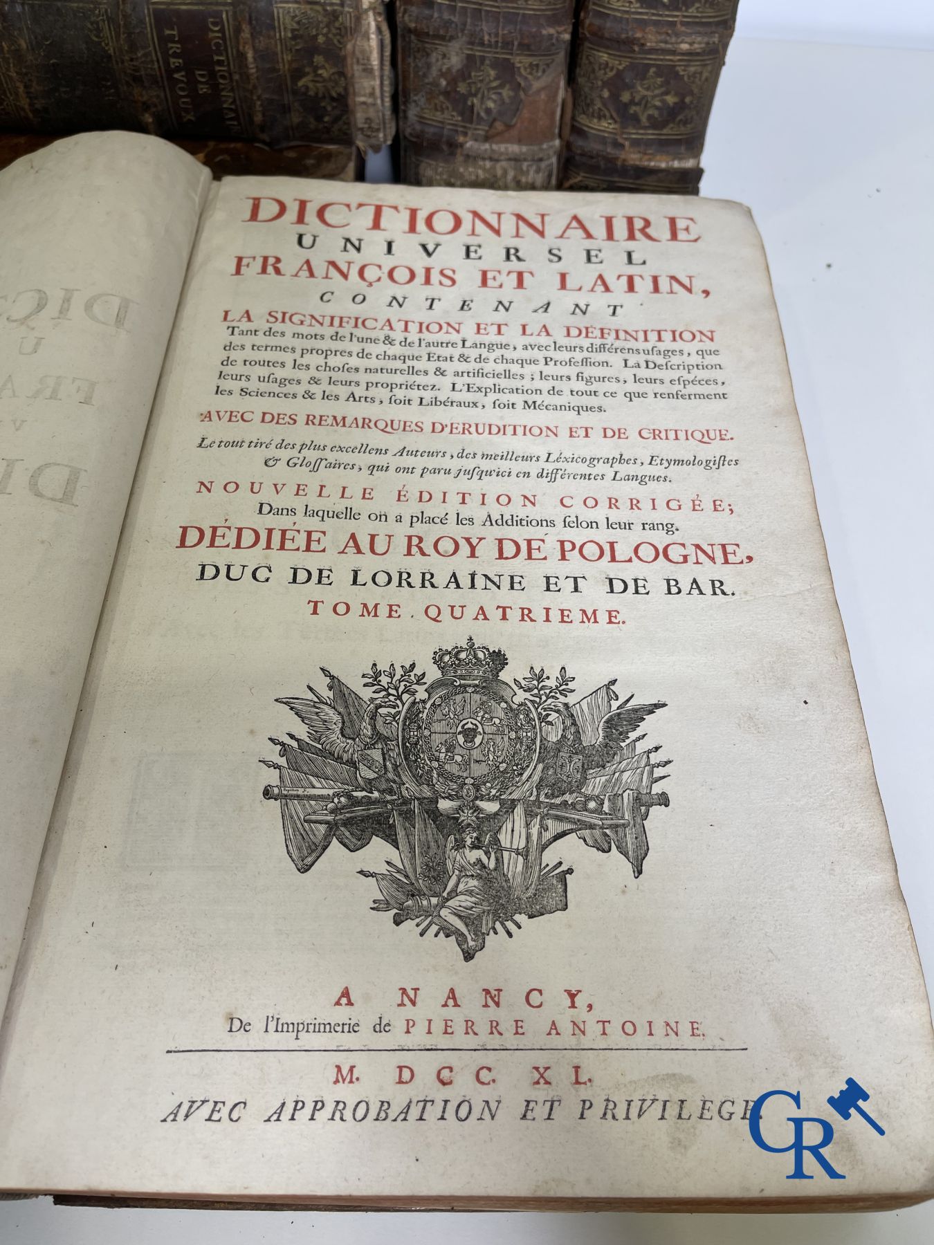 Oude boekdrukken: Dictionnaire de Trévoux, Pierre Antoine 1740.