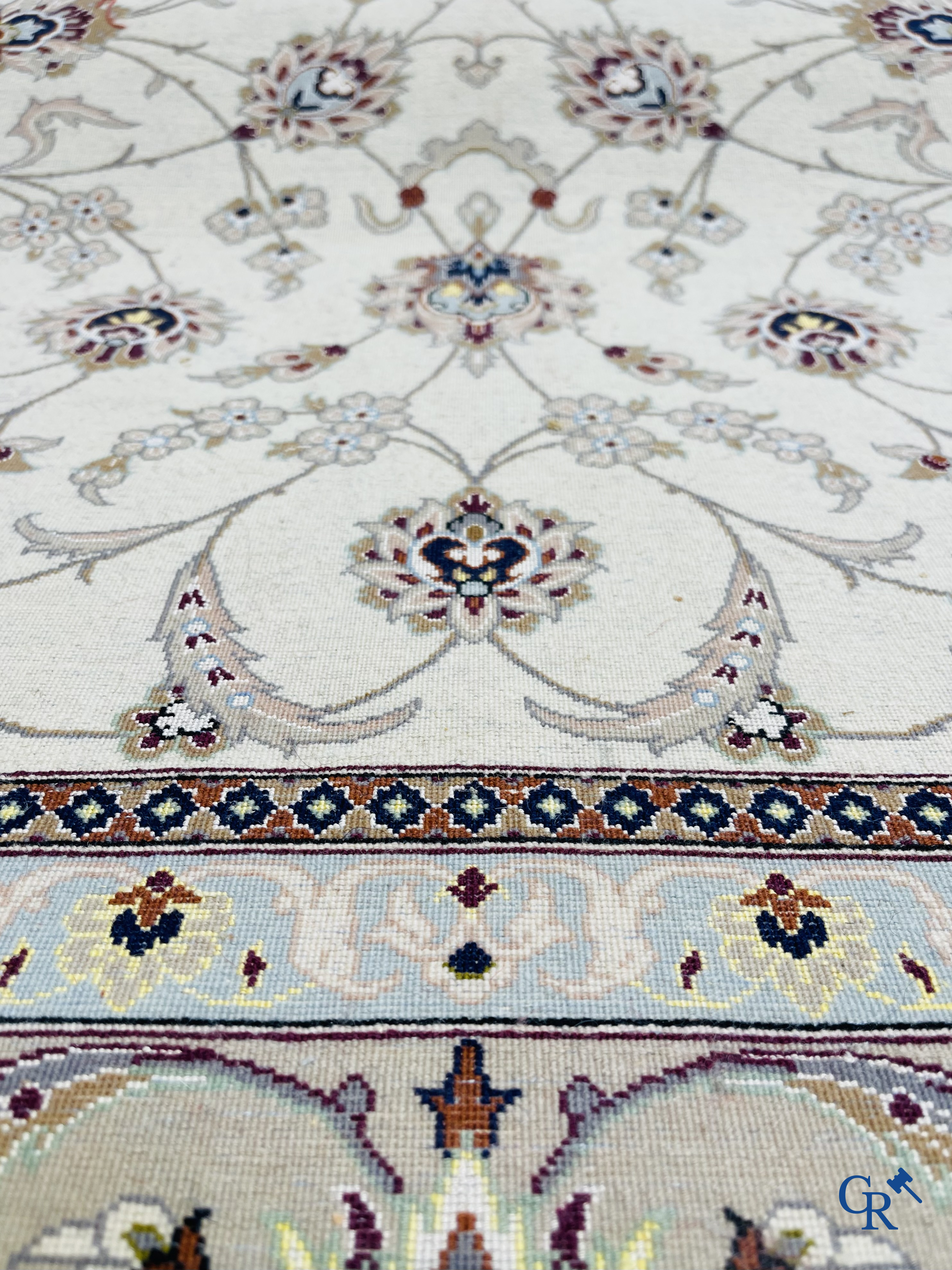 Persian carpets. Fine knotted Nain carpet with floral decor.