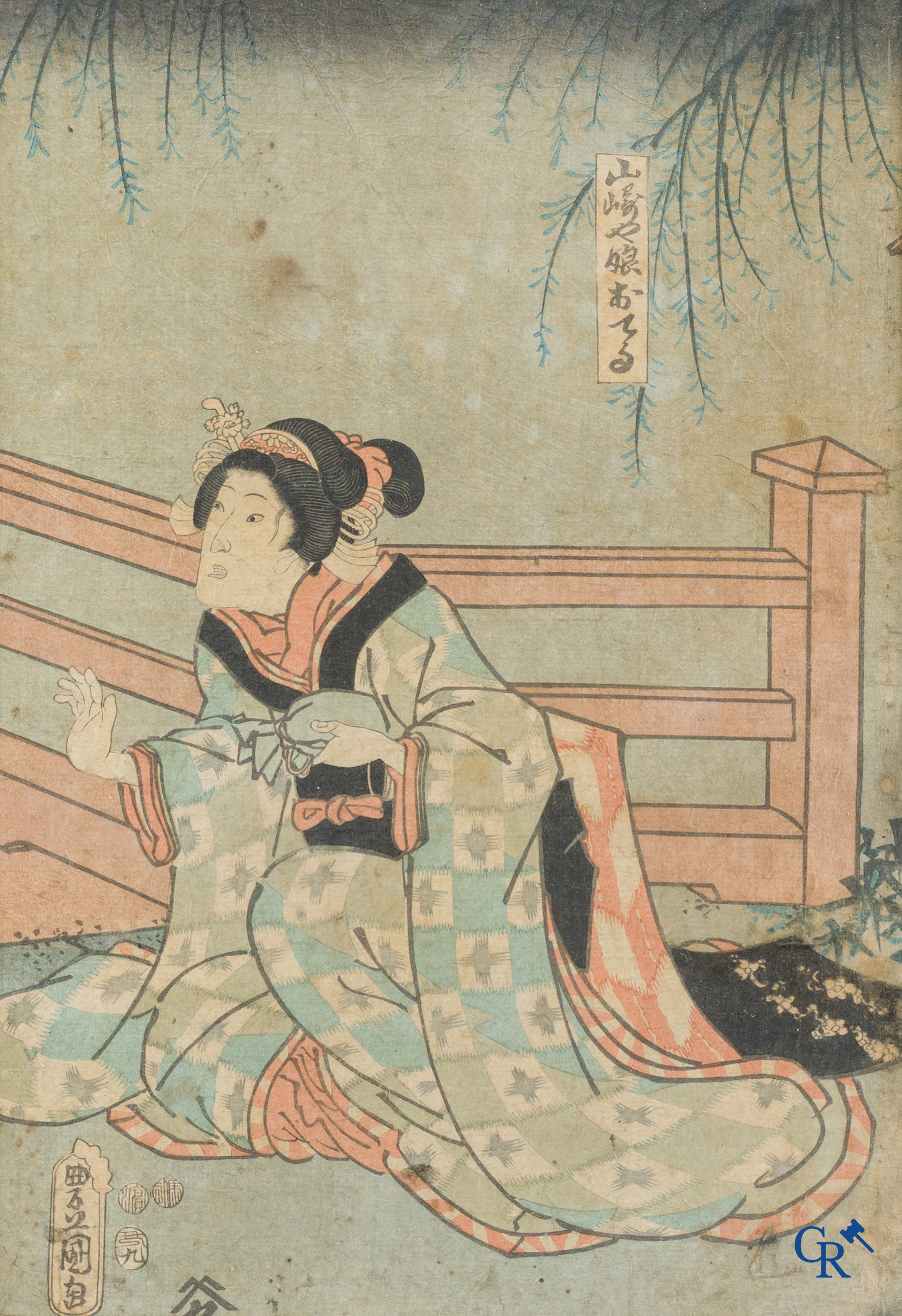 Aziatica. 2 Japanese houtsnedes, 18e-19e eeuw.