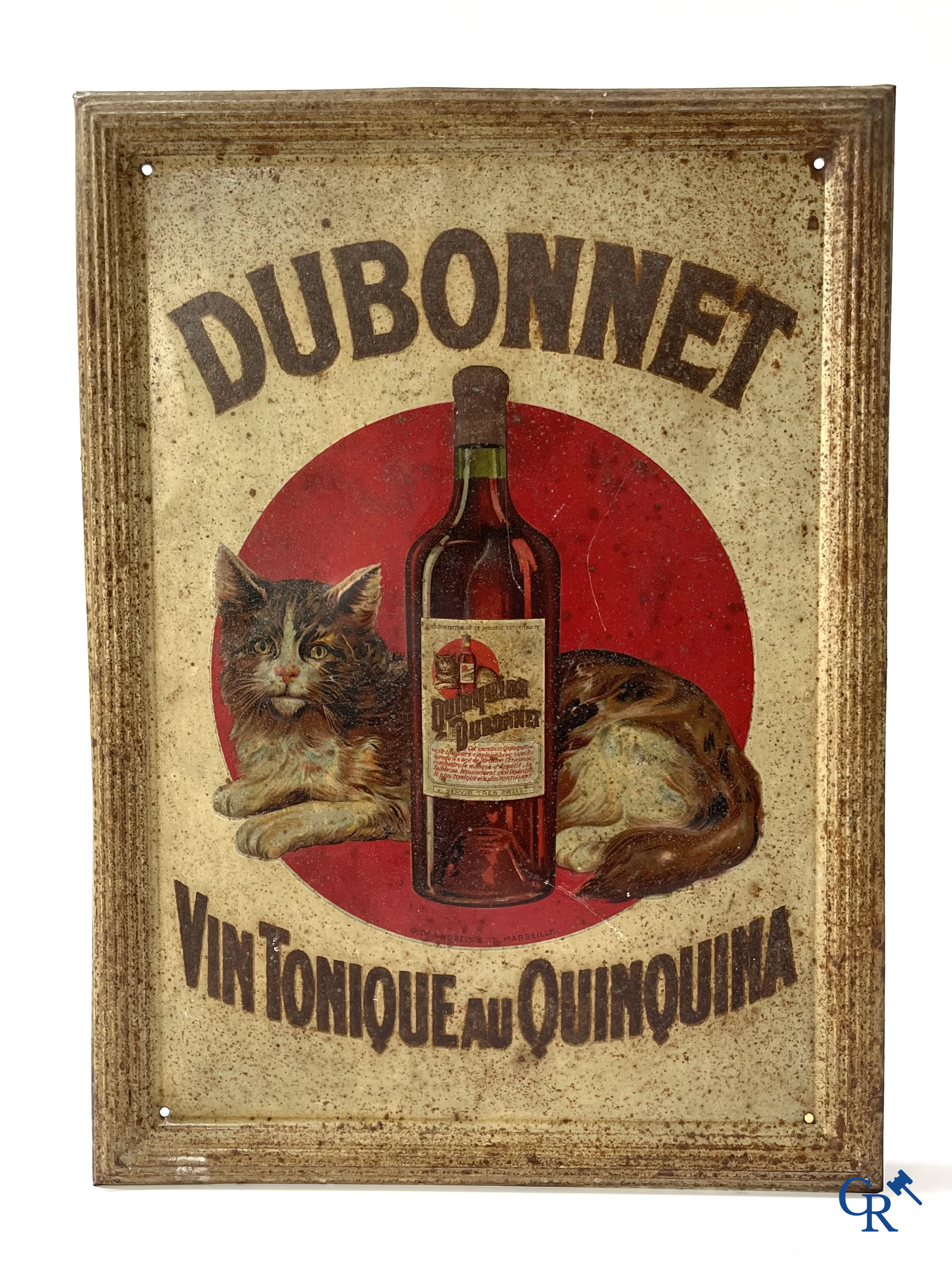 Dubonnet, Publiciteit gedrukt op metaal voor Dubonnet, Vin Tonique au Quinquina. Imp. G. De Andreis & Cie. 20'er jaren.