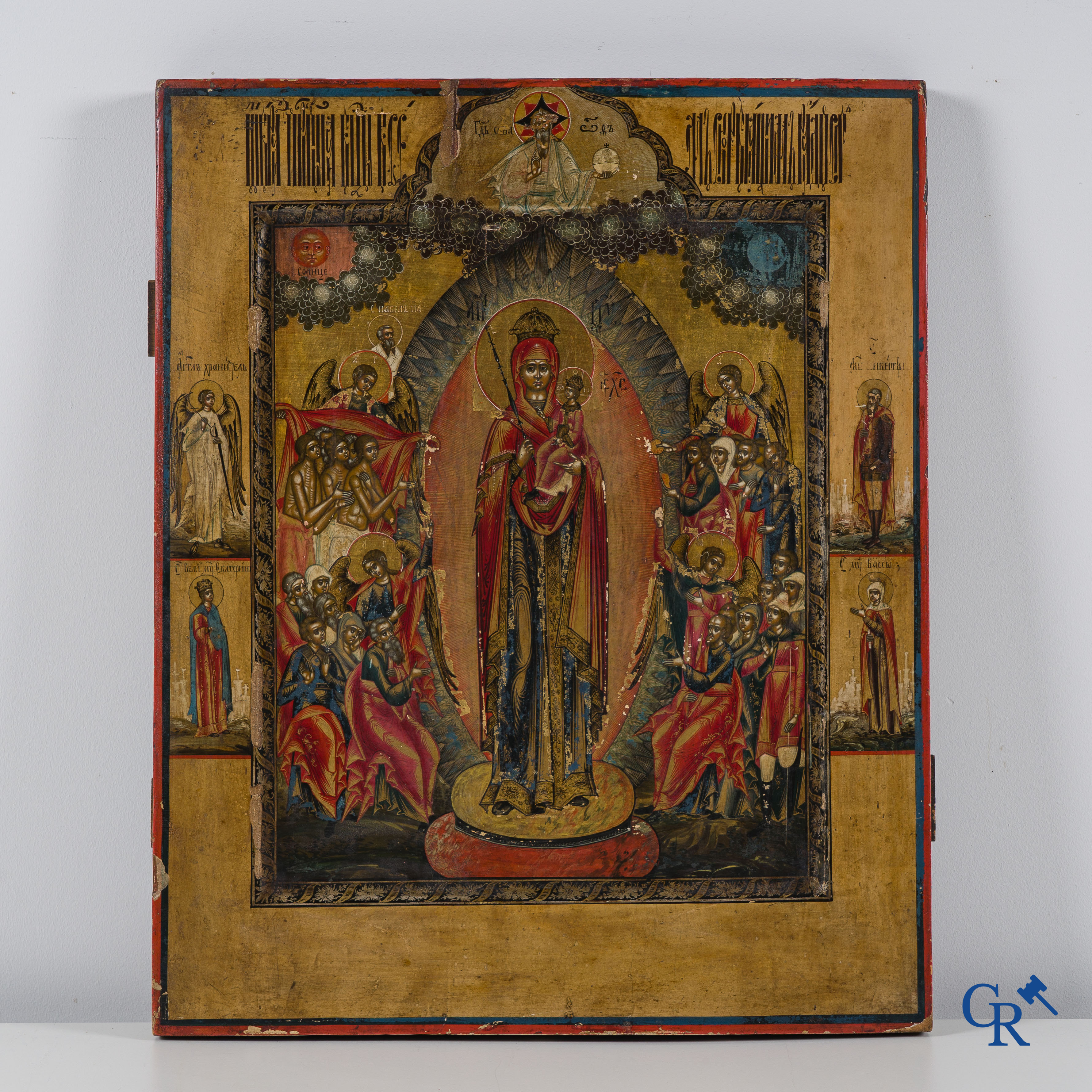 Icon: Russian work. Tempera on panel, depicting the Mother of God, Comforter of All Who Sorrow. 18th-19th century.