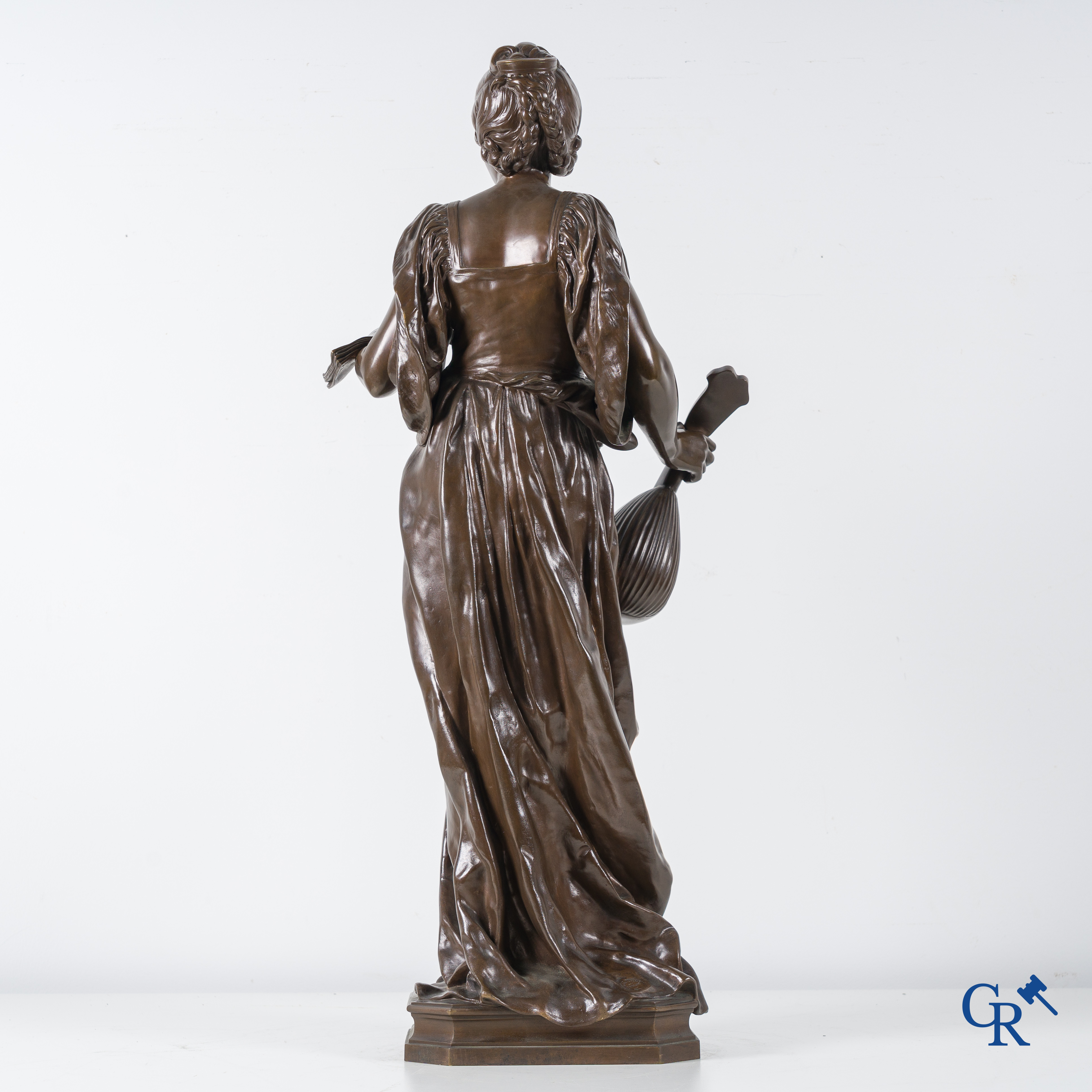 Louis Ernest Barrias (1841-1905) Melody. Bronze statue with brown patina. Thiebaut frères Fondeurs.