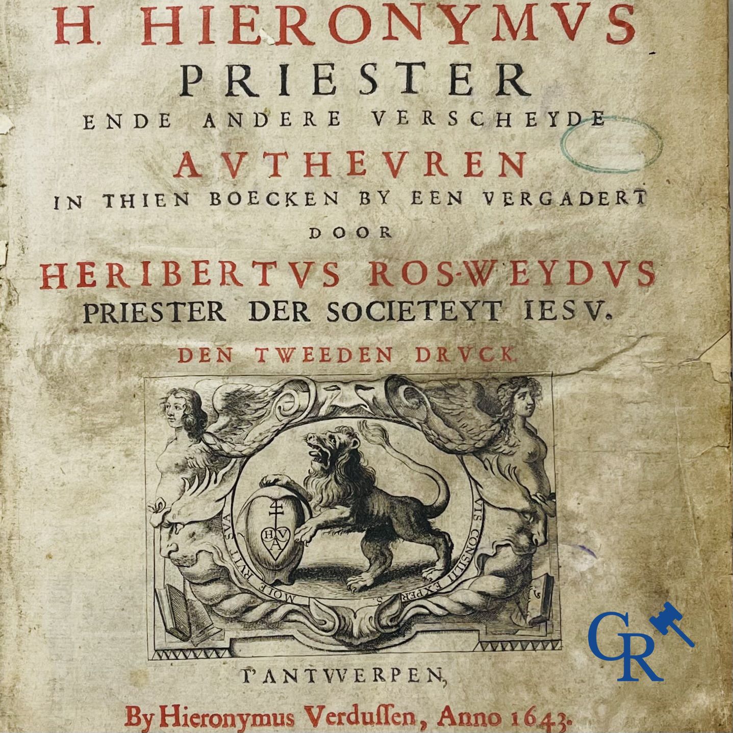 Oude boekdrukken: Rosweydus, Heribertus. Het leven ende spreucken der Vaderen beschreven door den H. Hieronymus. 1643.