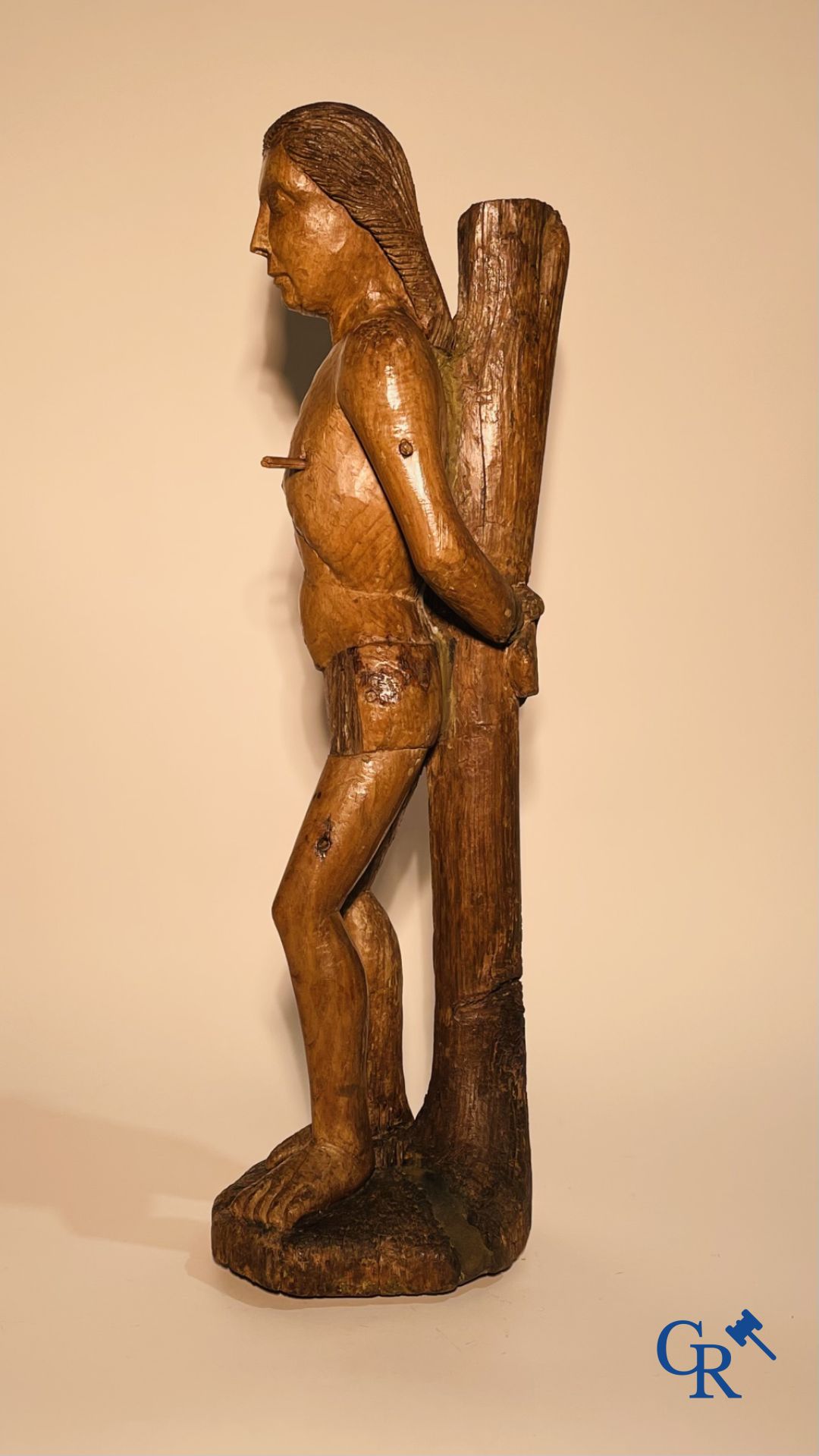 Wooden sculpture: Saint Sebastian 16th - 17th century.