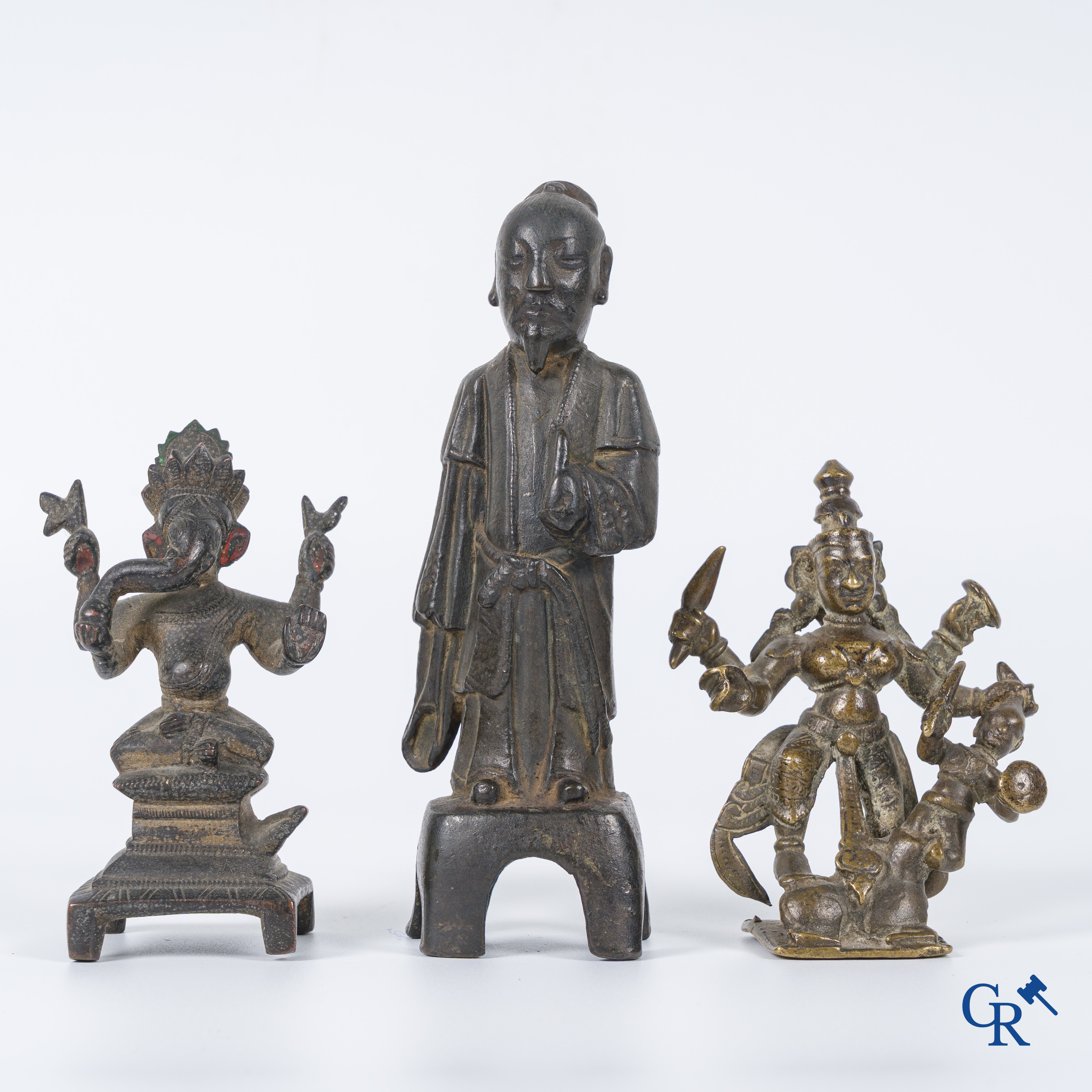 Asian Art, 3 Chinese and Indian bronze performances including Ganesha. 18th-19th century.