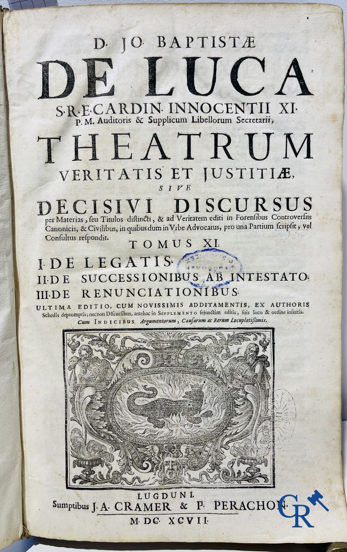 Livres anciens : Giovanni Battista de Luca, Theatrum veritatis et justitiae. J.A. Cramer & Philibert Perachon. 1697.