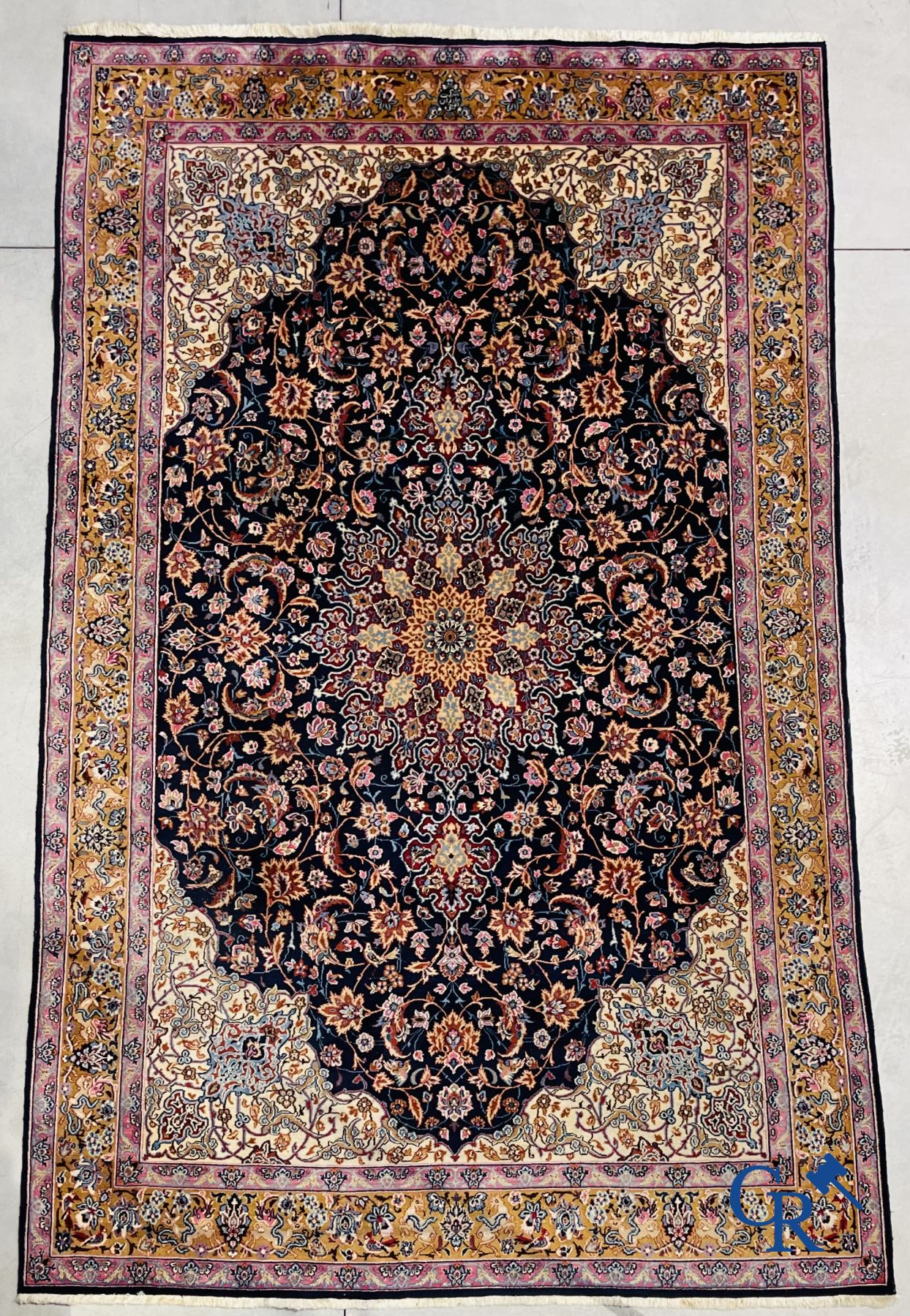 Oriental carpets: Isfahan, Iran. Large hand-knotted Persian carpet.