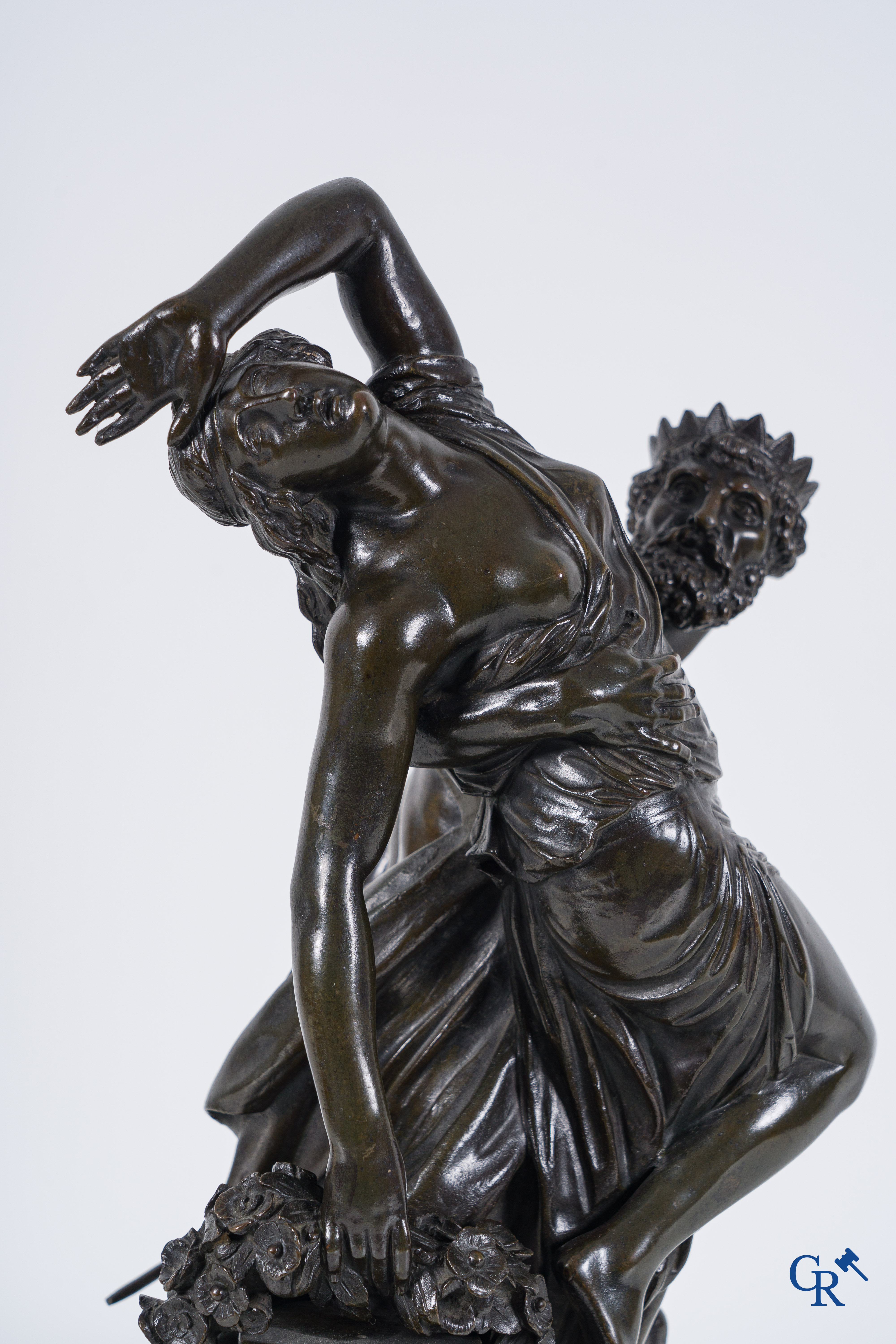 Simon Louis Boizot (1743-1809) The abduction of Proserpine by Pluto, Bronze statue on a marble pedestal. 19th century.