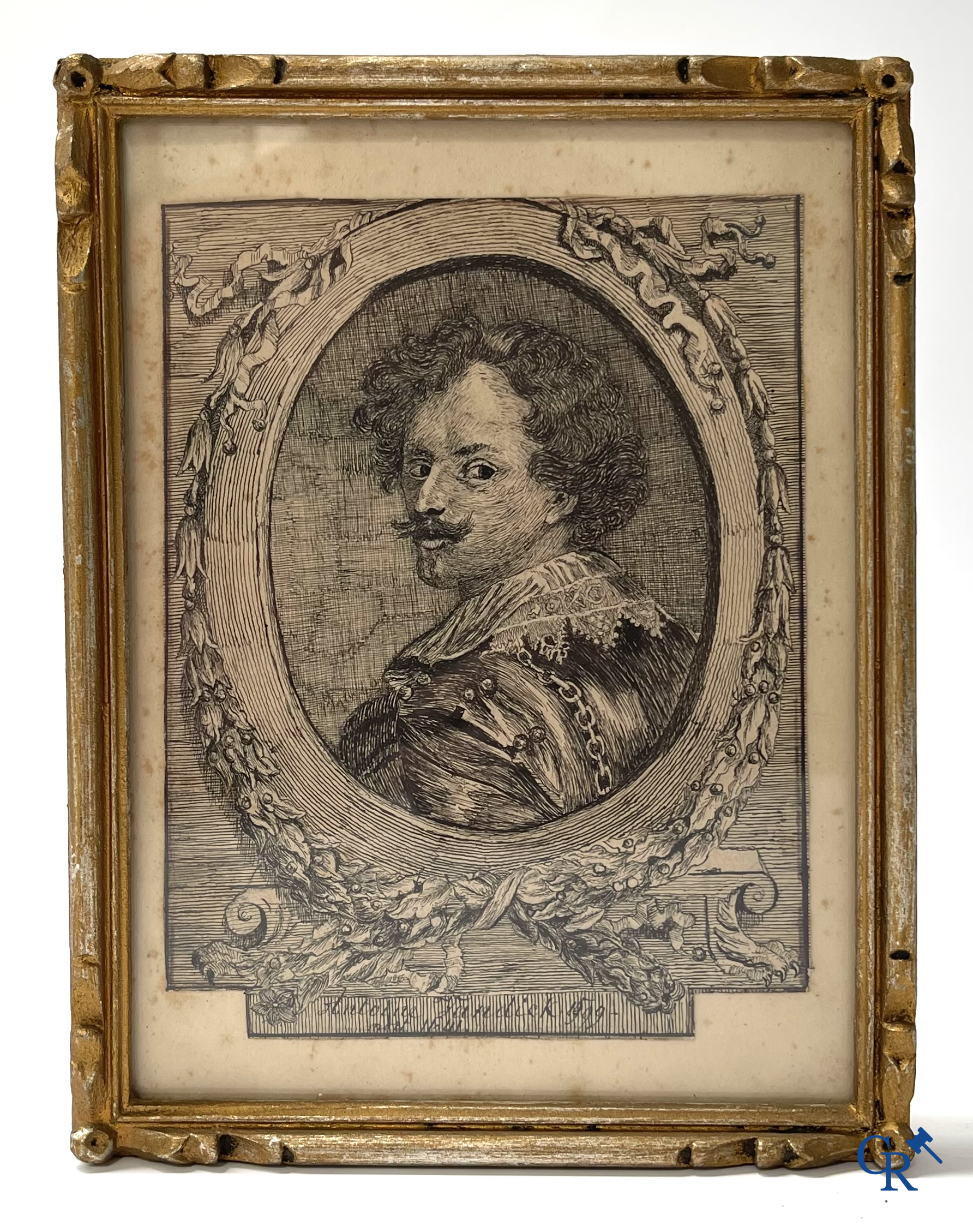 Une paire de portraits d'après Rembrandt Van Rijn, huile sur panneau, On y joint 2 dessins à la plume. XIXème siècle.