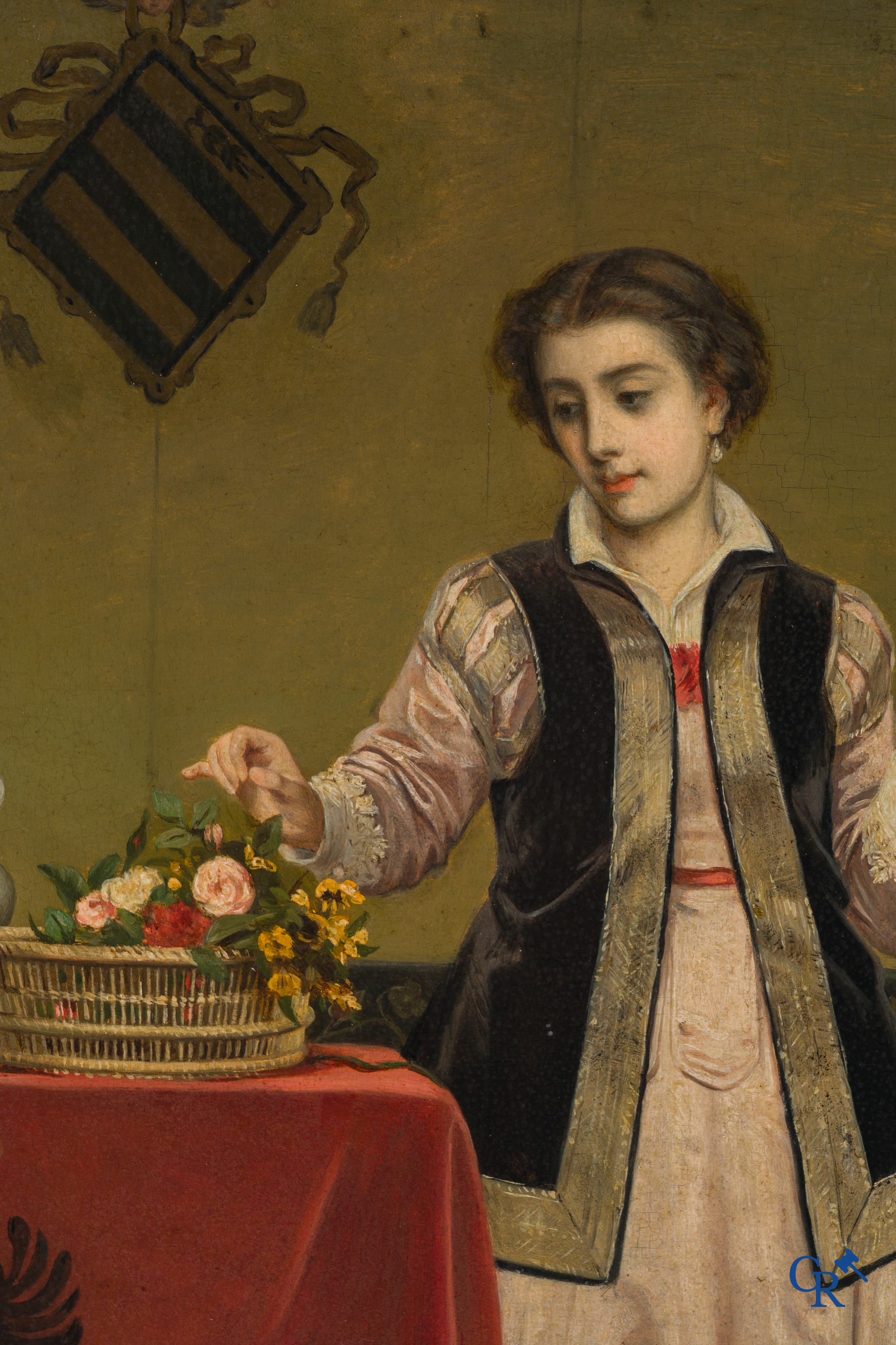 Florent Willems (1823-1905) "The flower bouquet" Oil on panel, signed lower right Fl. Willems.