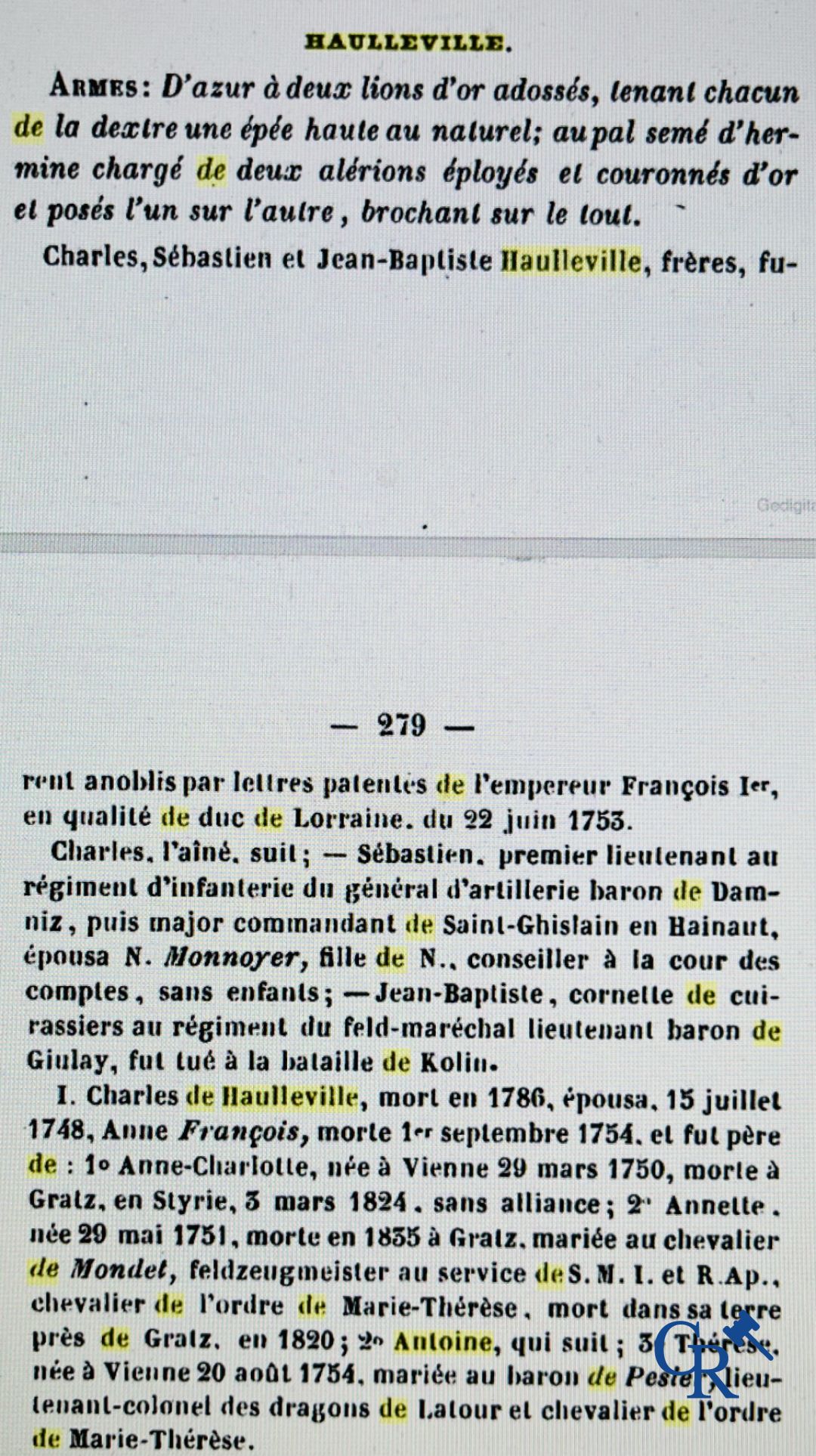 Intéressant portait d'Antoine De Haulleville Groffey, lieutenant au régiment de Wurtenberg.