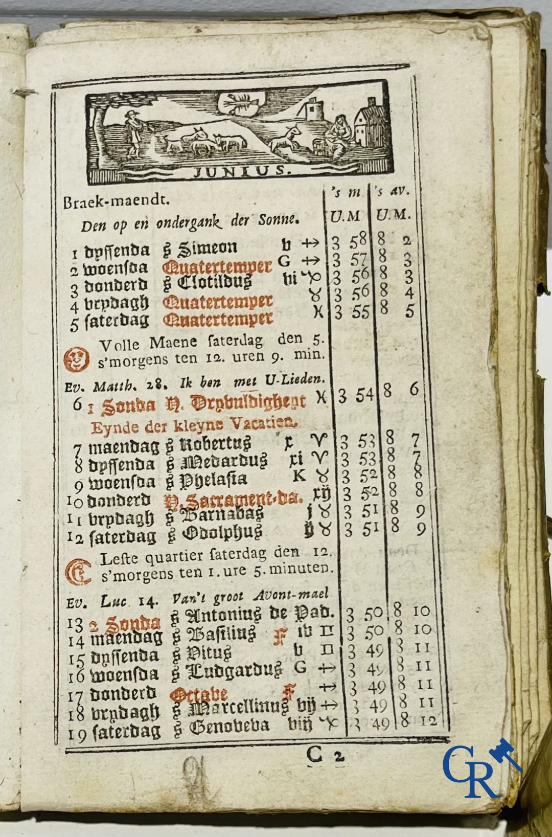 Oude boekdrukken: Jan Van Raedersterre, Den nieuwen Vlaemschen comptoir Almanach. 1773 Petrus Joannes Vereecken.